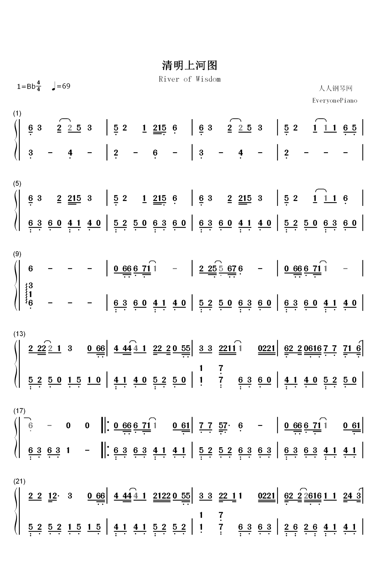 清明上河图-李玉刚双手简谱预览1