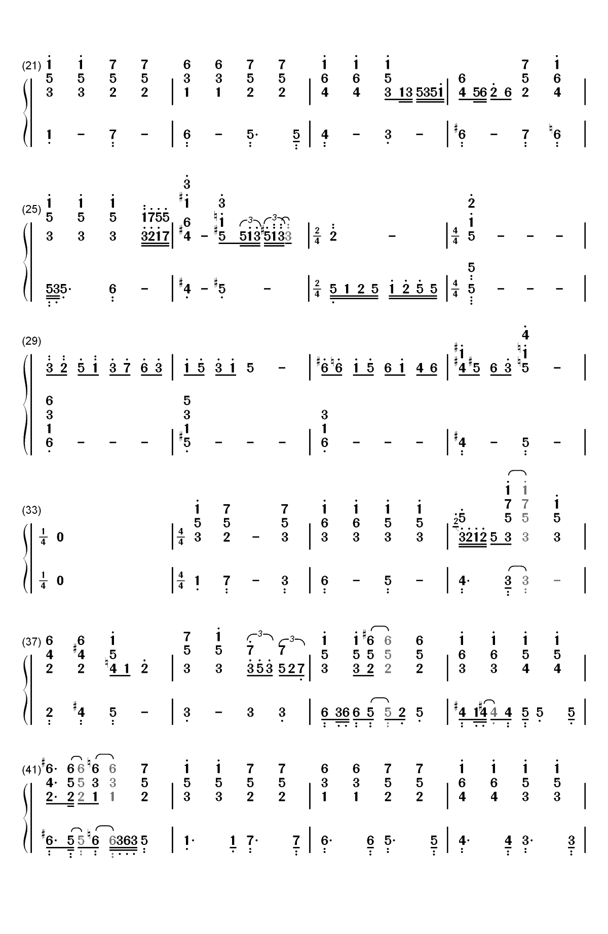 不必在乎我是谁-梦想的声音第二季双手简谱预览2