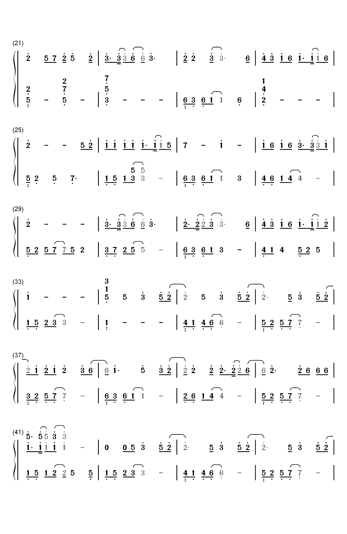 假装-陈雪凝双手简谱预览2