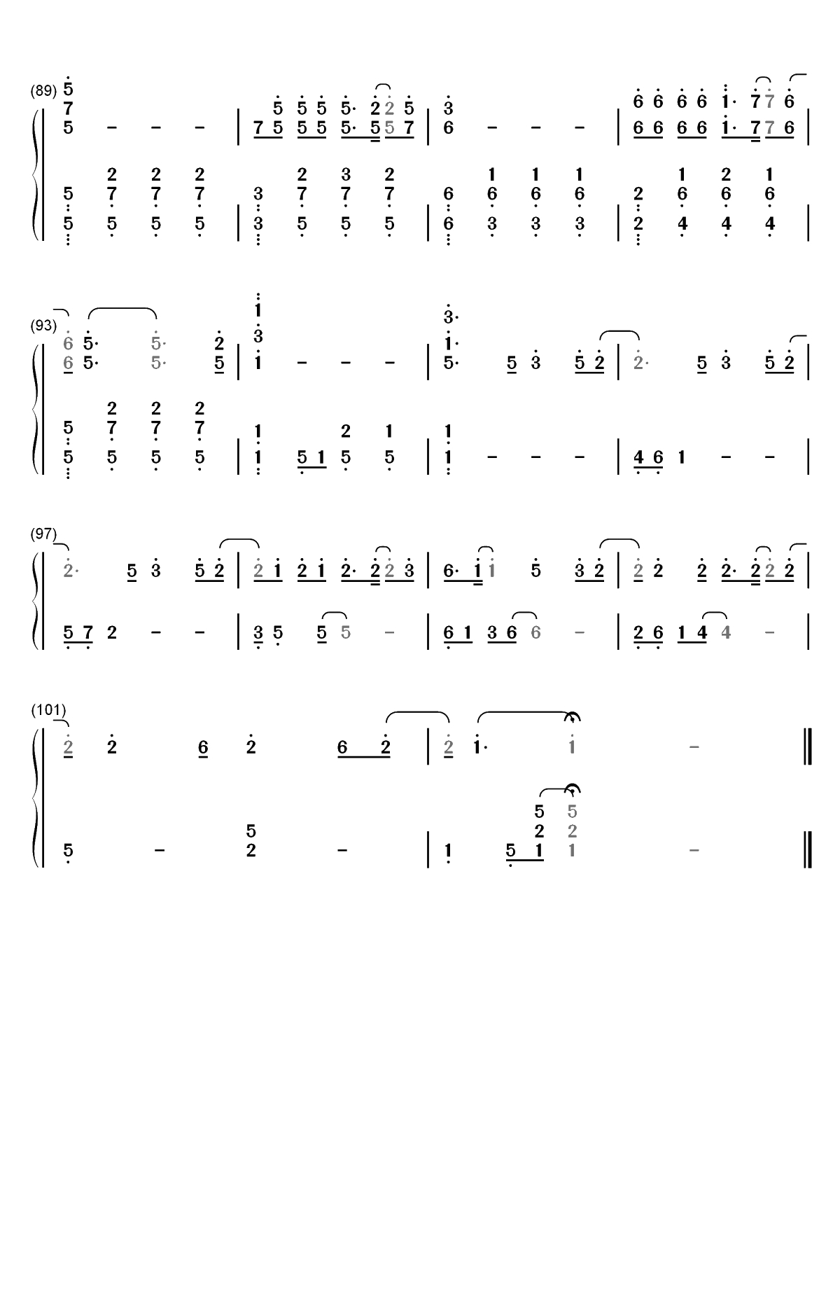 假装-陈雪凝双手简谱预览5