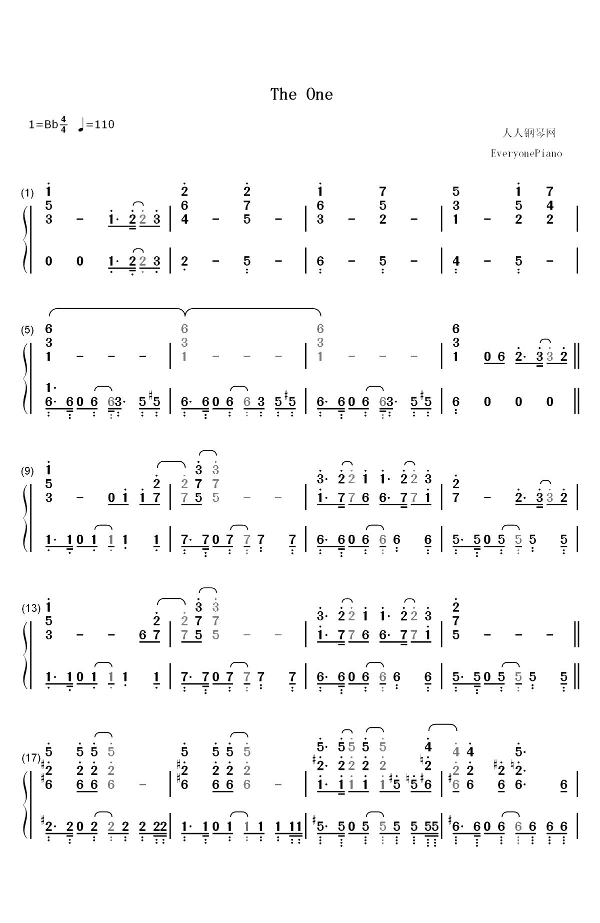 The One-Backstreet Boys双手简谱预览1