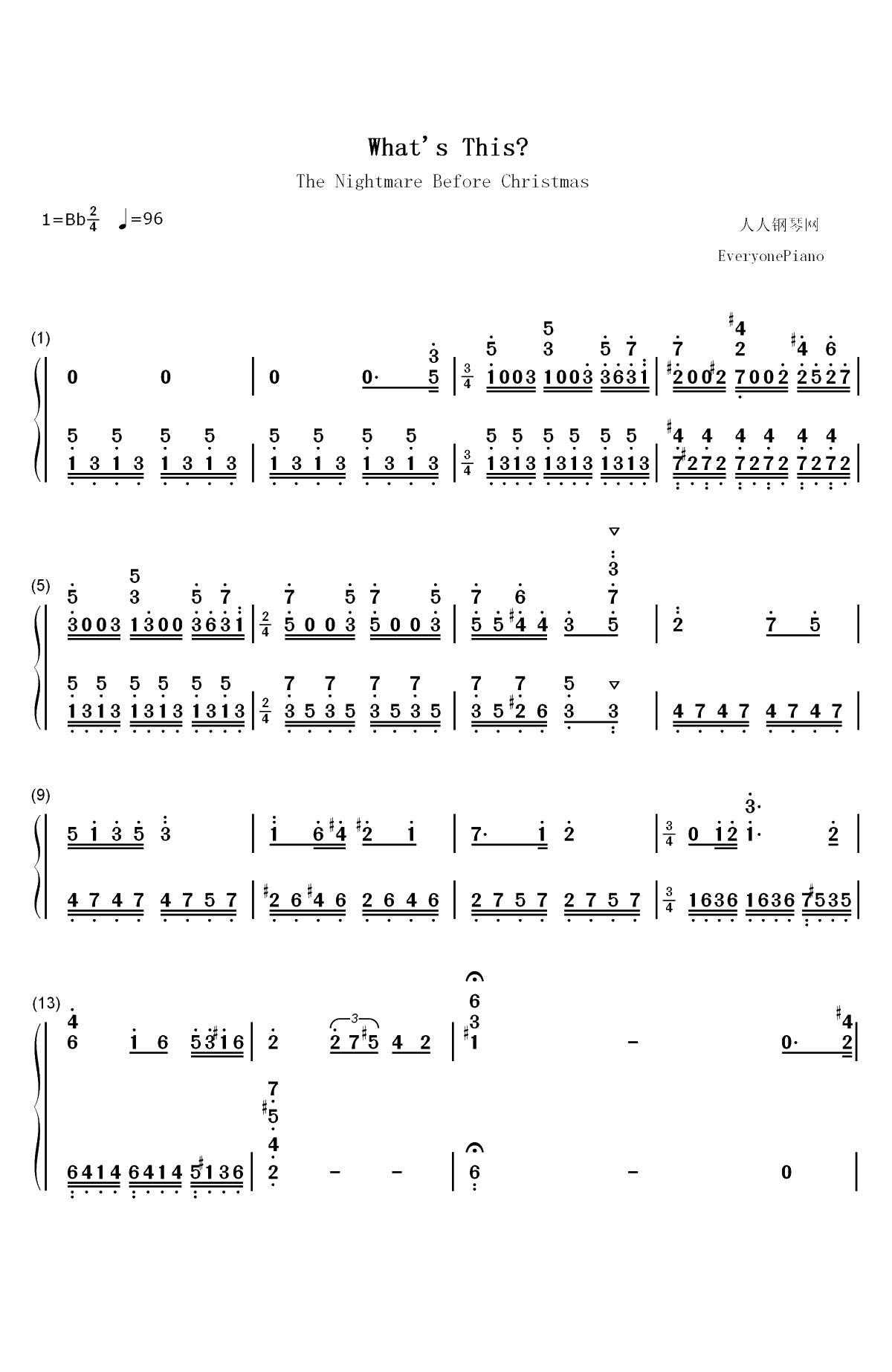 What's This-圣诞夜惊魂OST双手简谱预览1