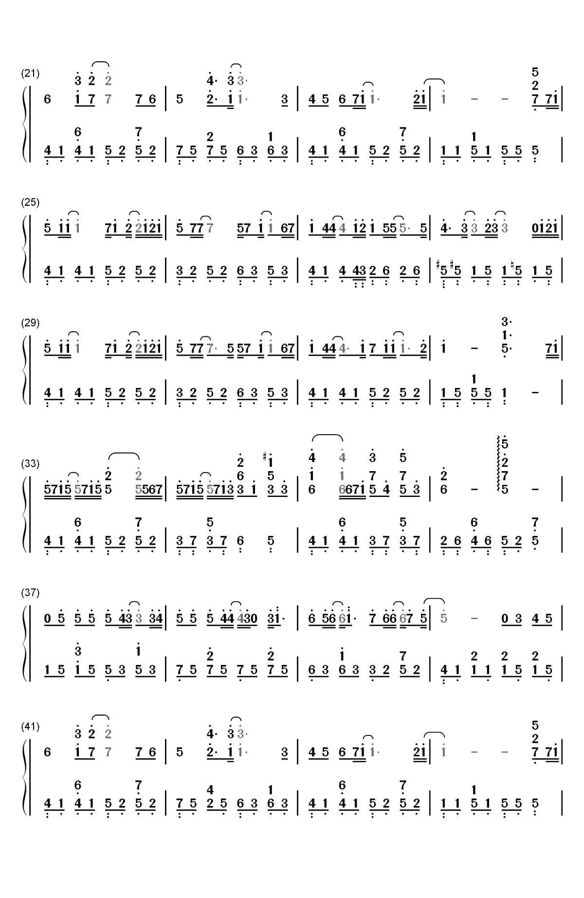 疑心病-原声独奏-任然双手简谱预览2
