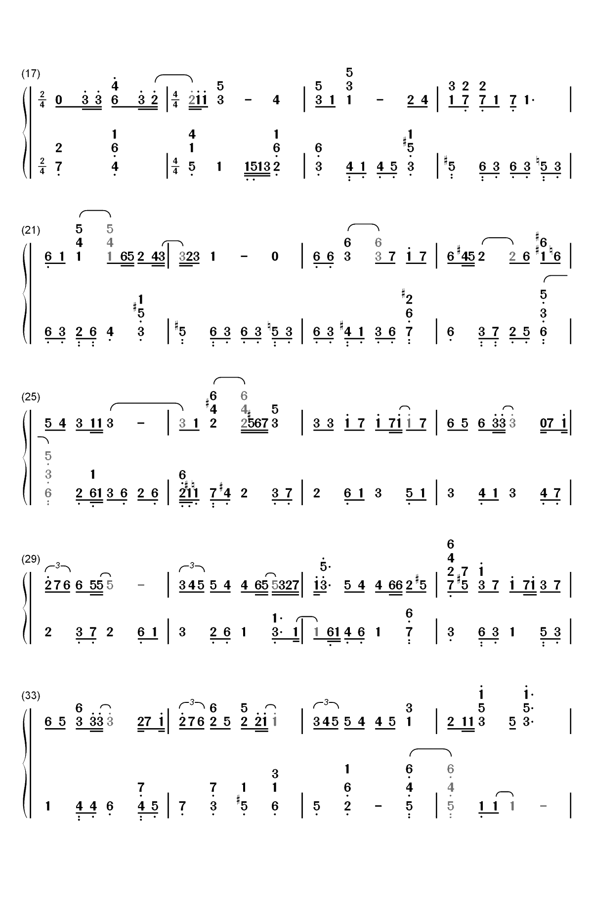 雪の華-雪花-求婚事务所OST双手简谱预览2