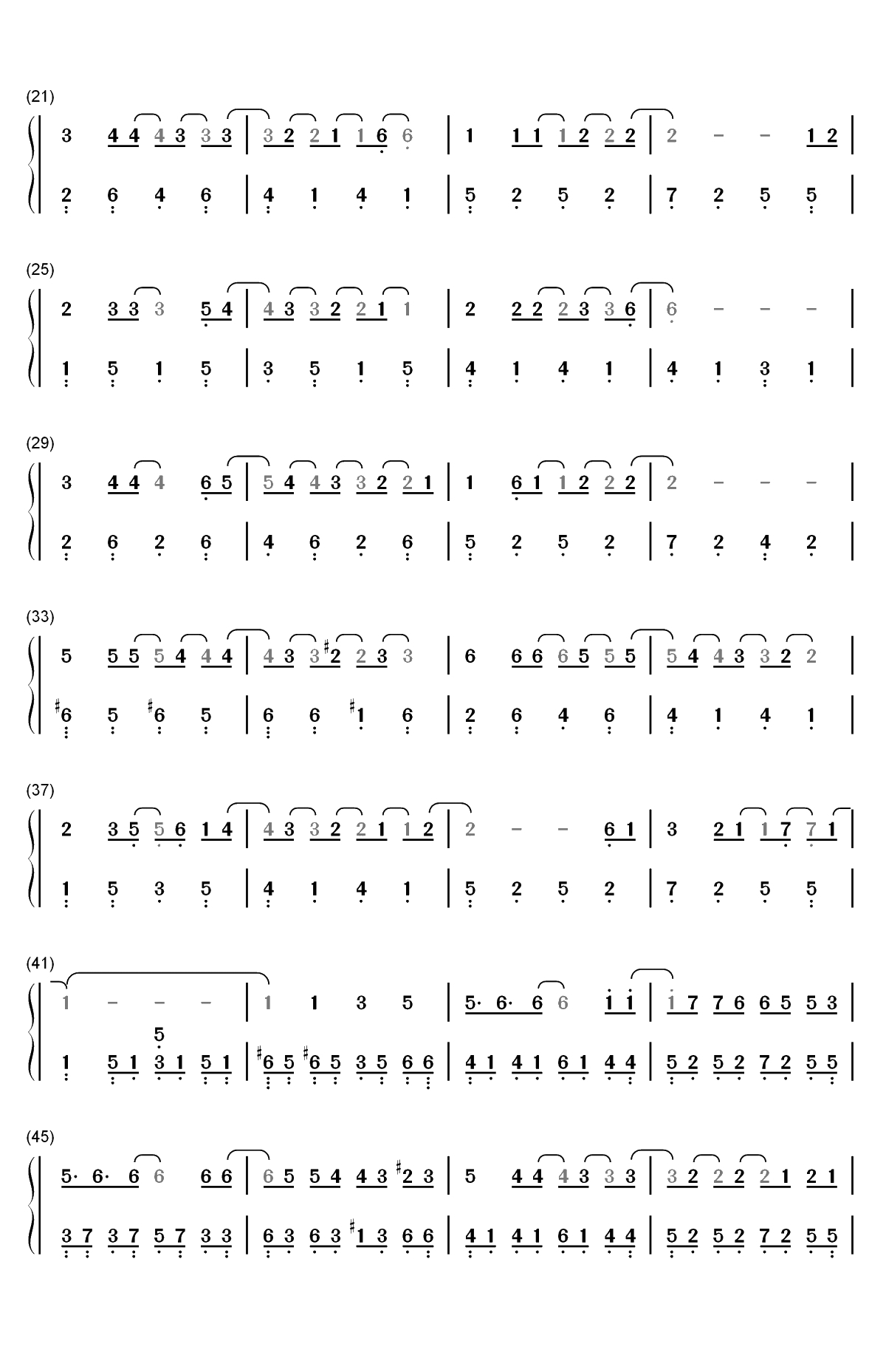 喜帖街-谢安琪双手简谱预览2