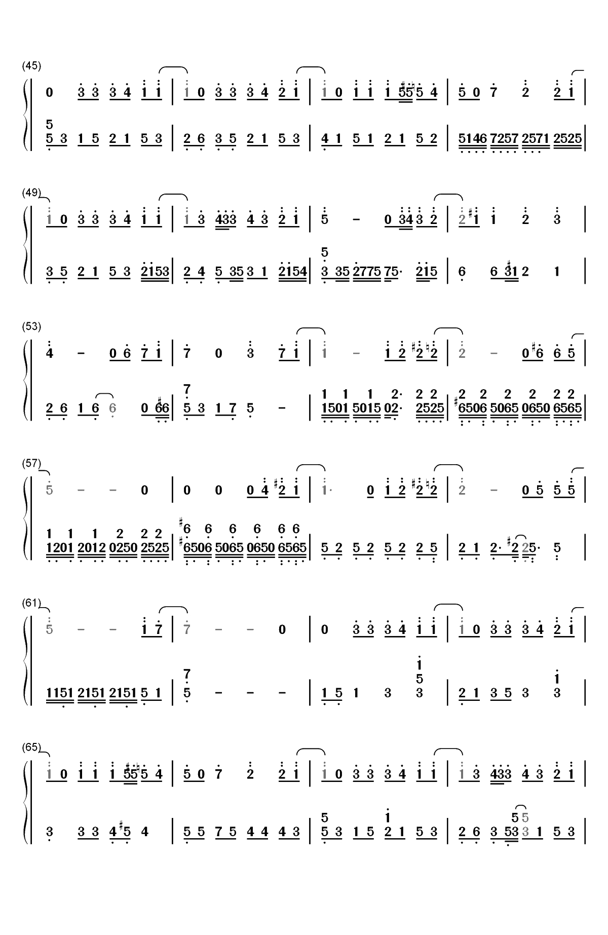 不说再见-S.H.E双手简谱预览3