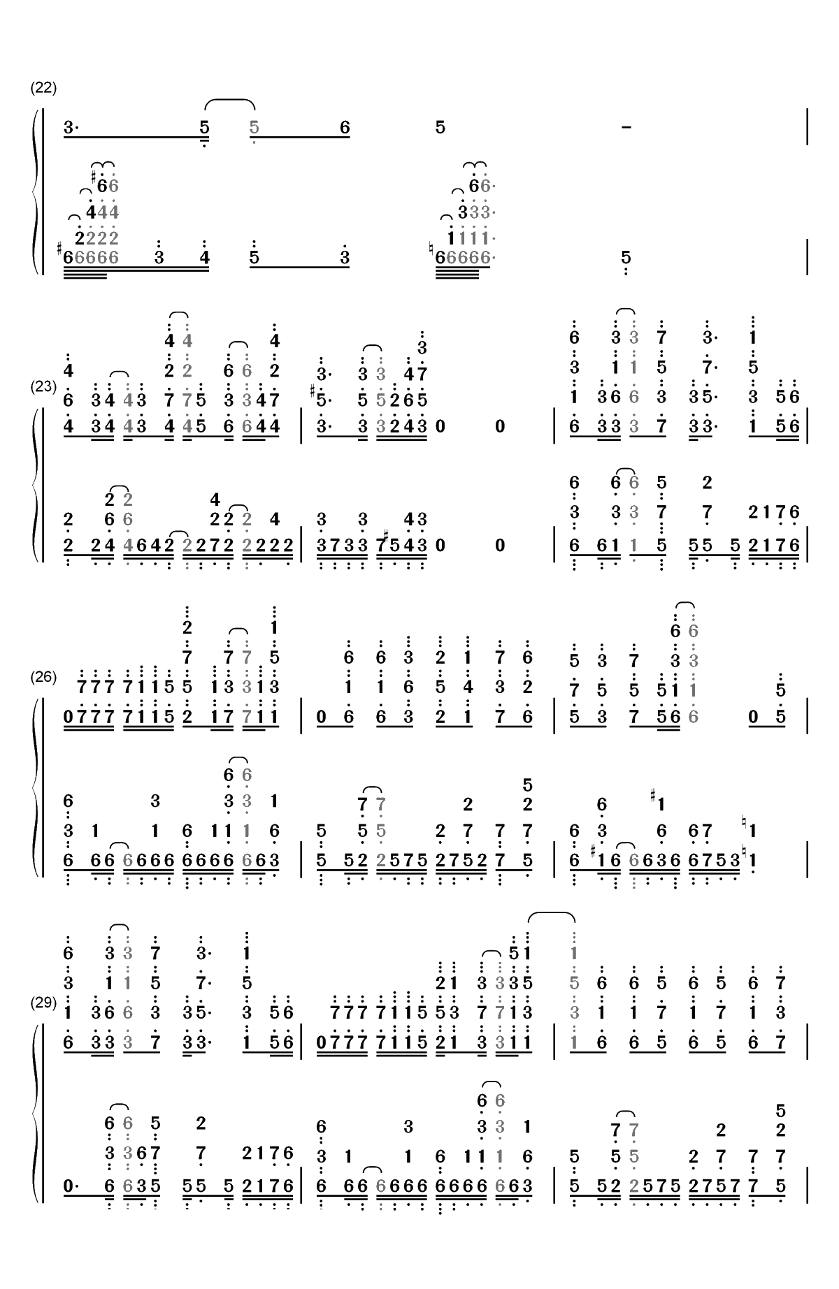 银の祈誓-哥布林杀手ED双手简谱预览3