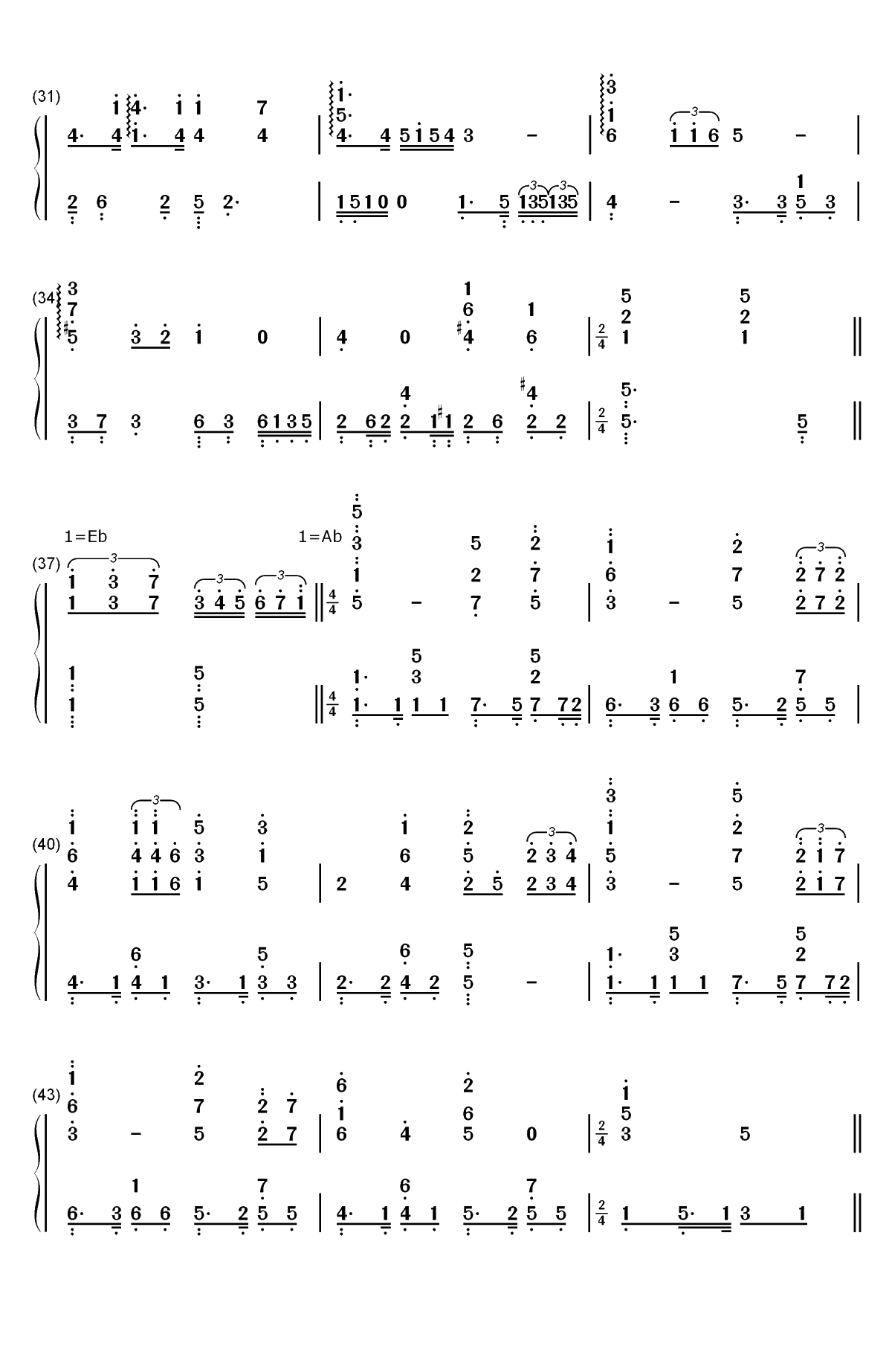 奉献-飞驰人生片尾曲双手简谱预览3
