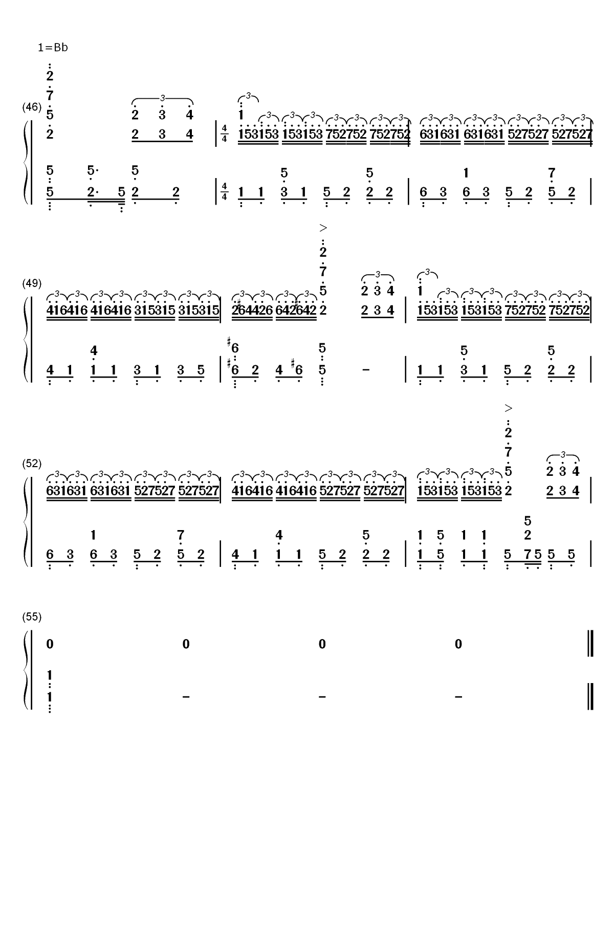 奉献-飞驰人生片尾曲双手简谱预览4