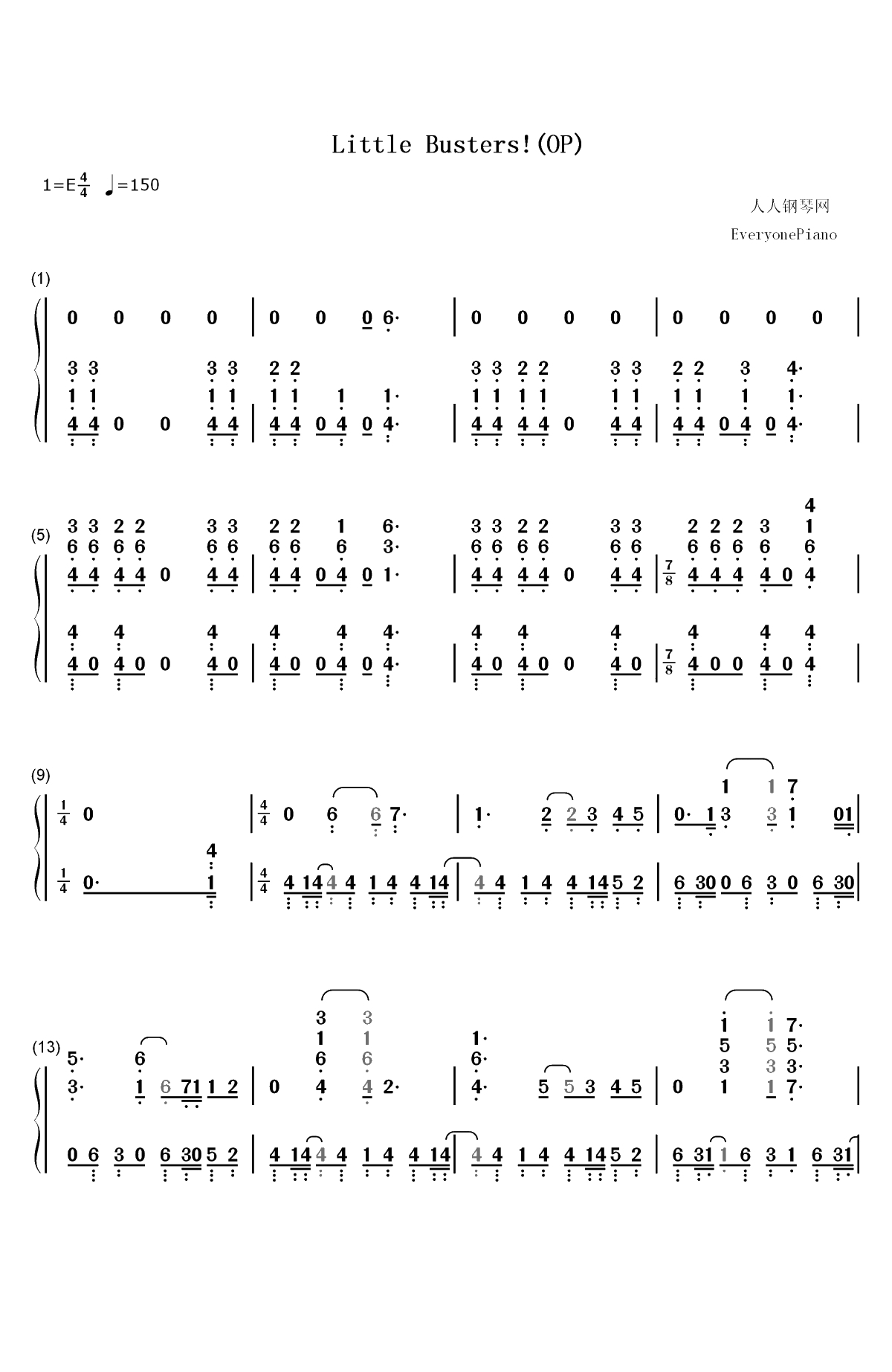 Little Busters-完整版双手简谱预览1