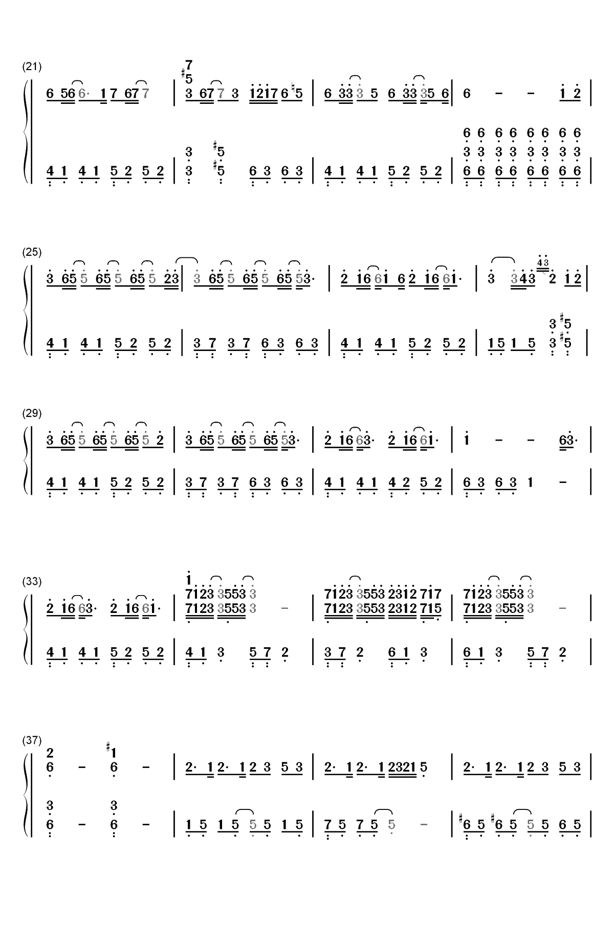 起风了-ヤキモチ双手简谱预览2