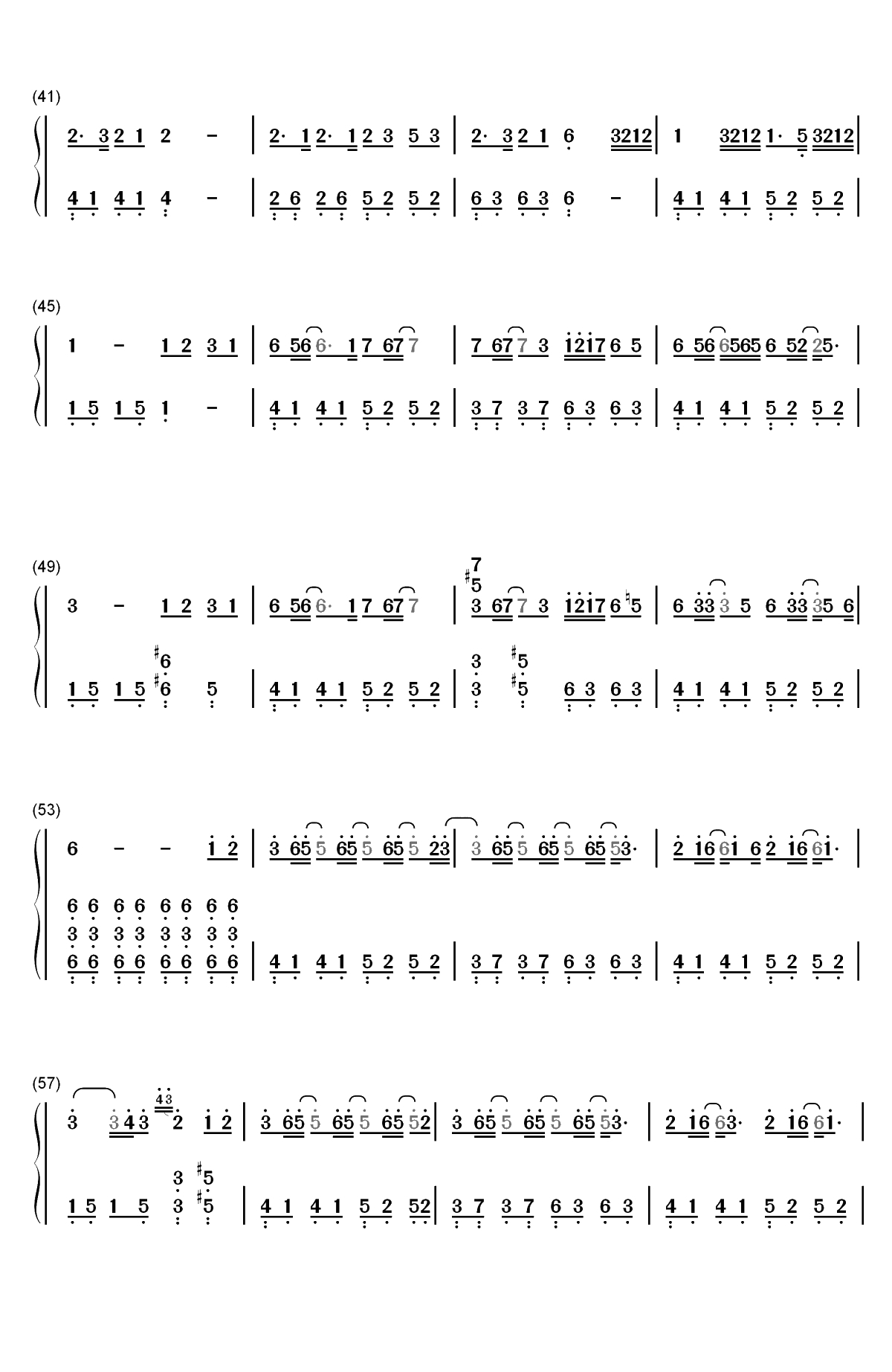起风了-ヤキモチ双手简谱预览3