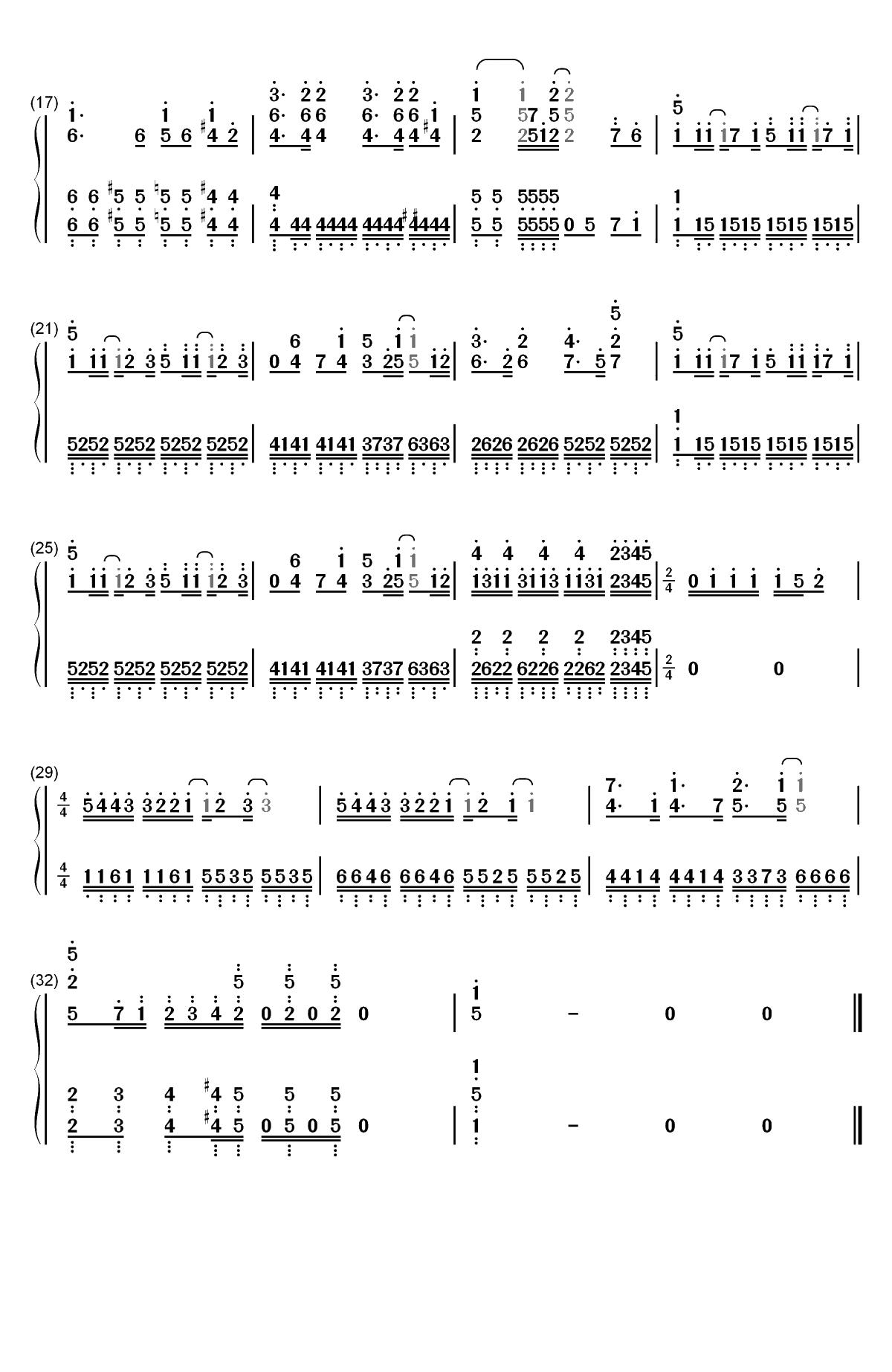 五等分の気持ち-五等分的新娘OP双手简谱预览2