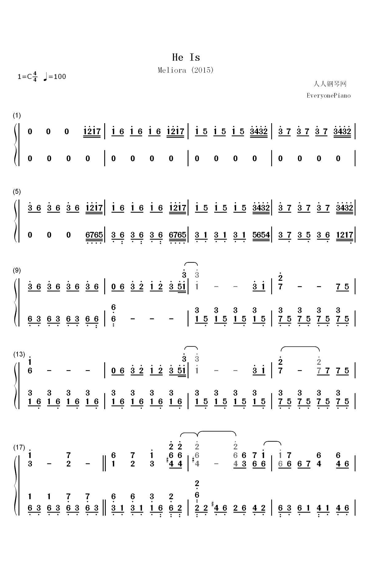 He Is-Ghost双手简谱预览1