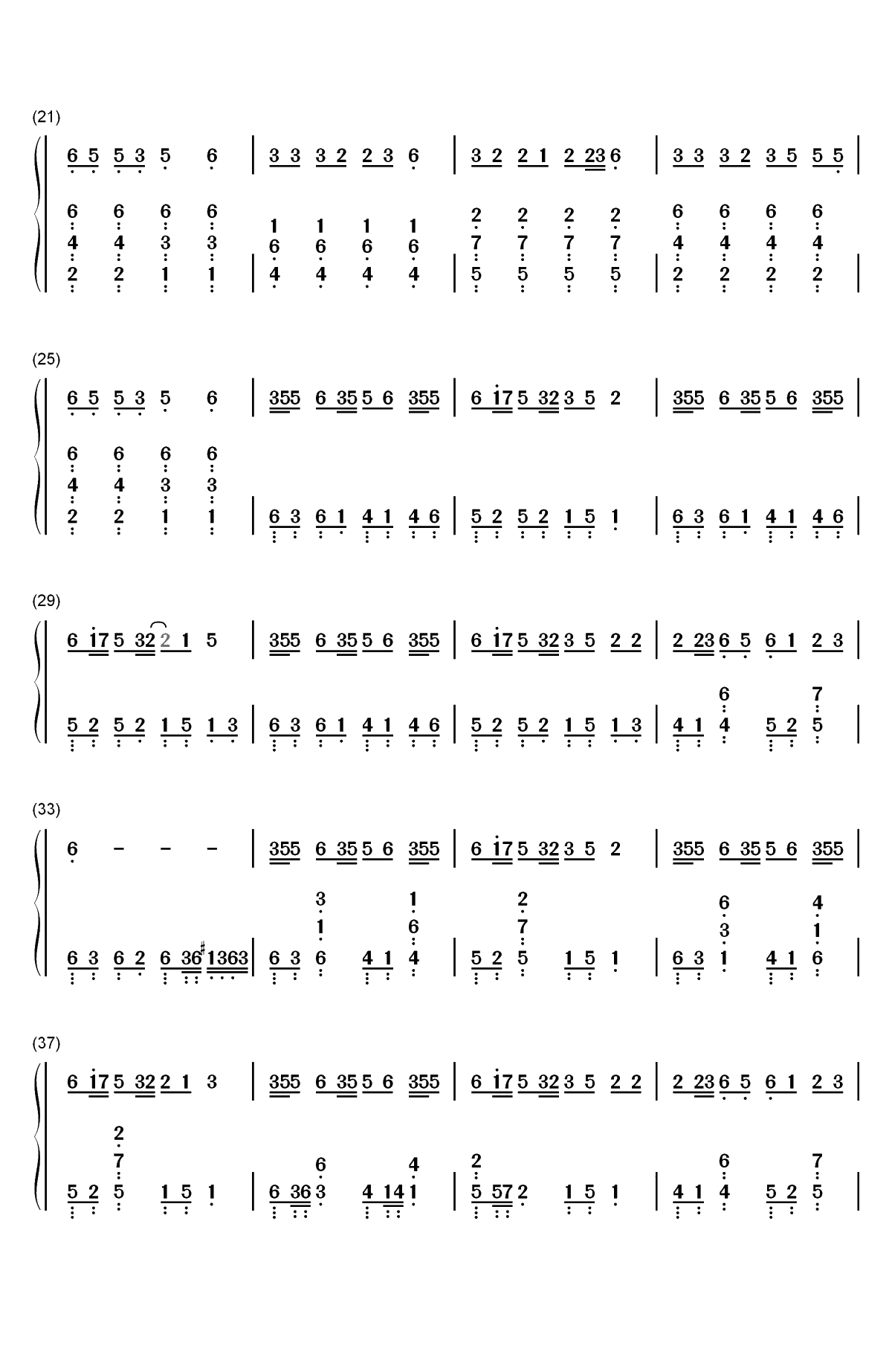 風の唄 piano solo ver-信仰は儚き人間の為に双手简谱预览2