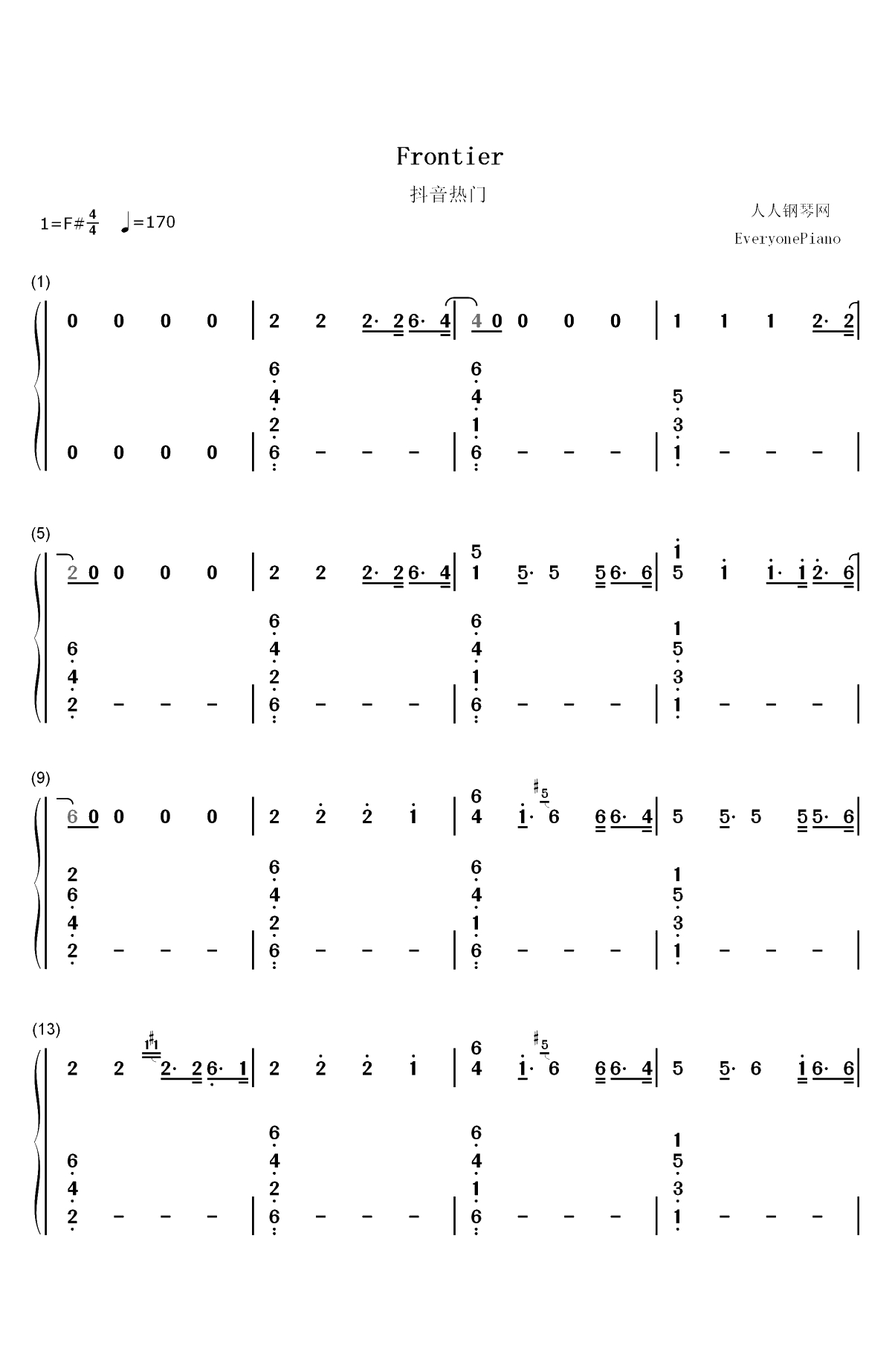 Frontier-Cargo Remix-清新小电-抖音热门双手简谱预览1