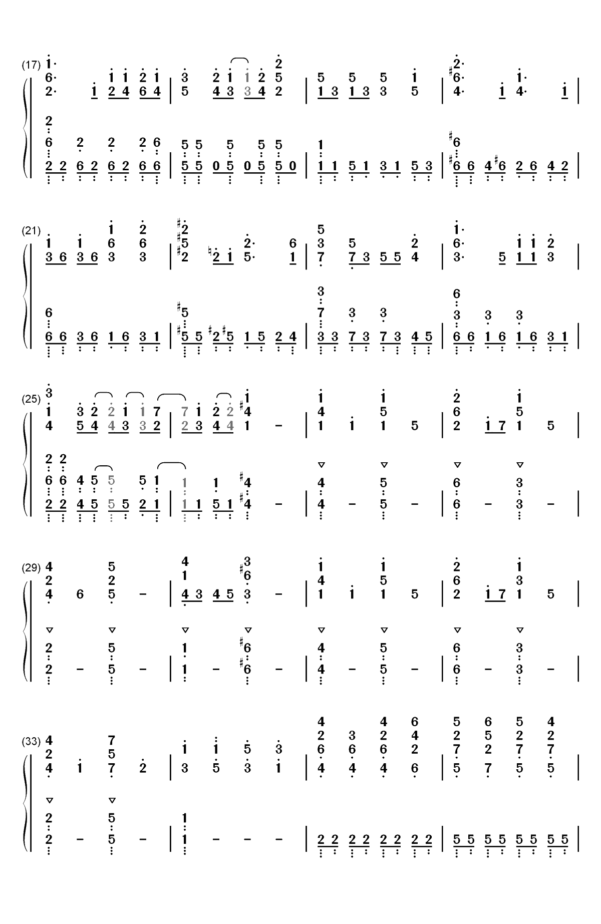 Catch up latency-强风吹拂OP双手简谱预览2