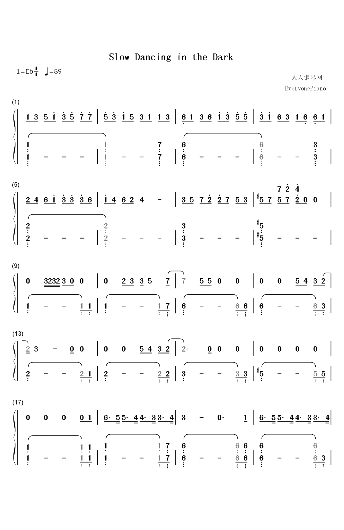 Slow Dancing in the Dark-Joji双手简谱预览1