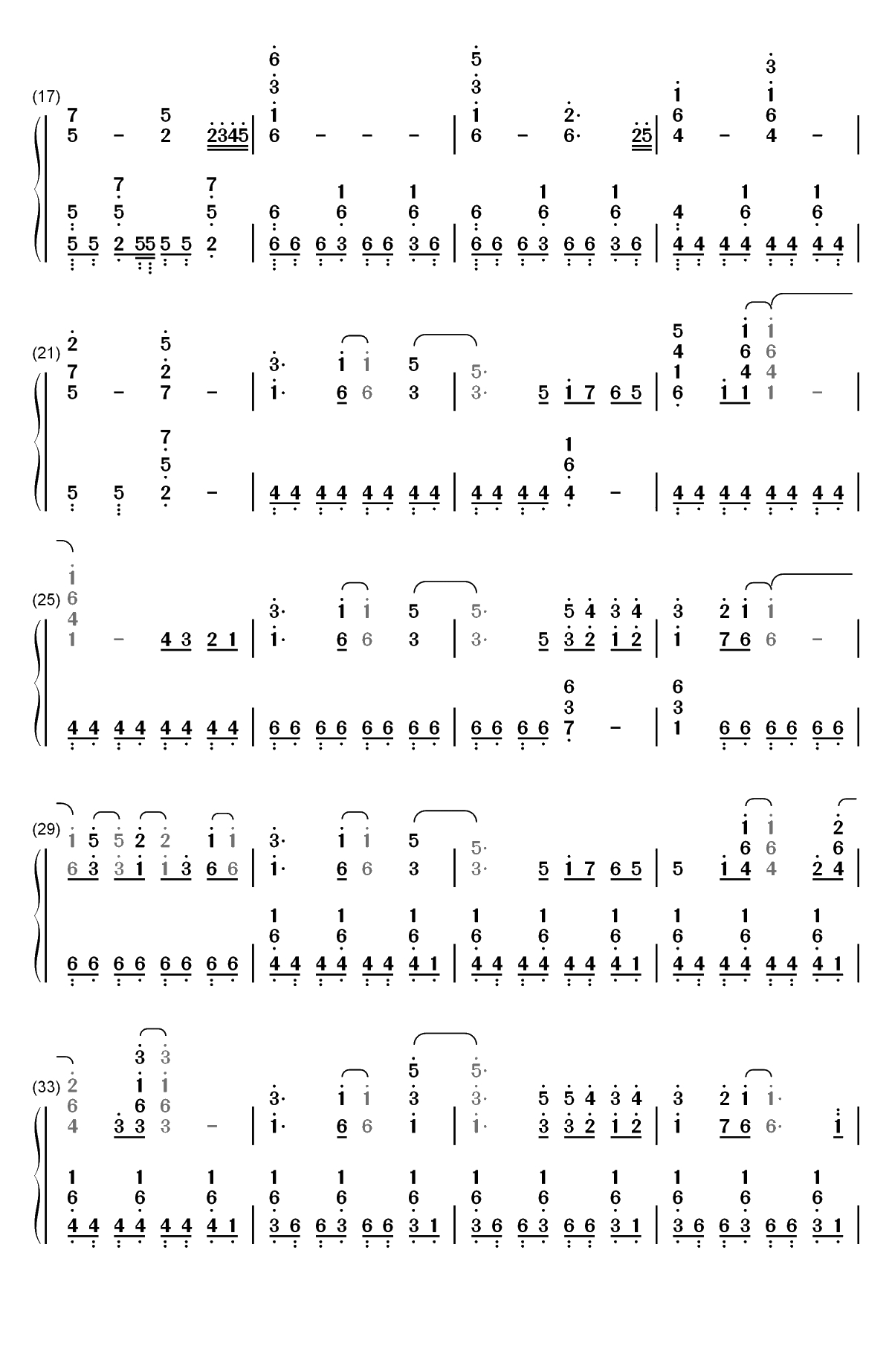 I Swear-约会大作战第三季OP双手简谱预览2