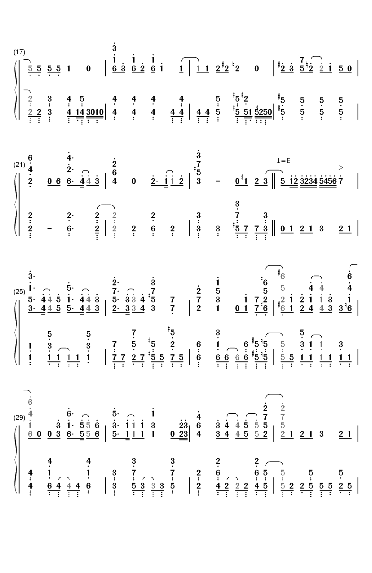 閃きハートビート-笨拙之极的上野OP双手简谱预览2