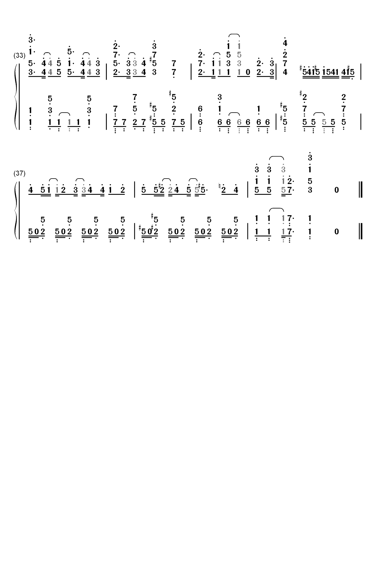 閃きハートビート-笨拙之极的上野OP双手简谱预览3