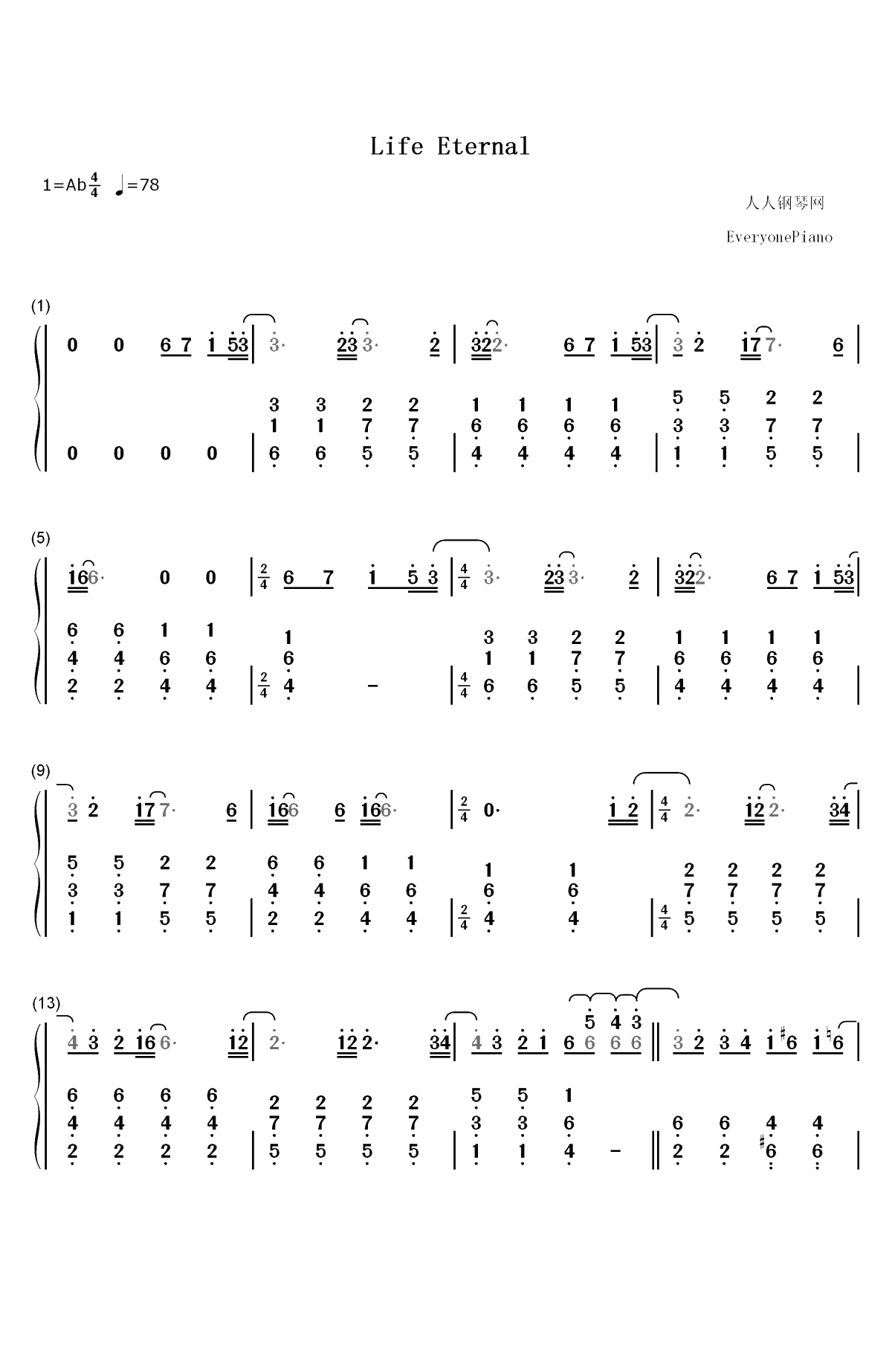Life Eternal-Ghost双手简谱预览1