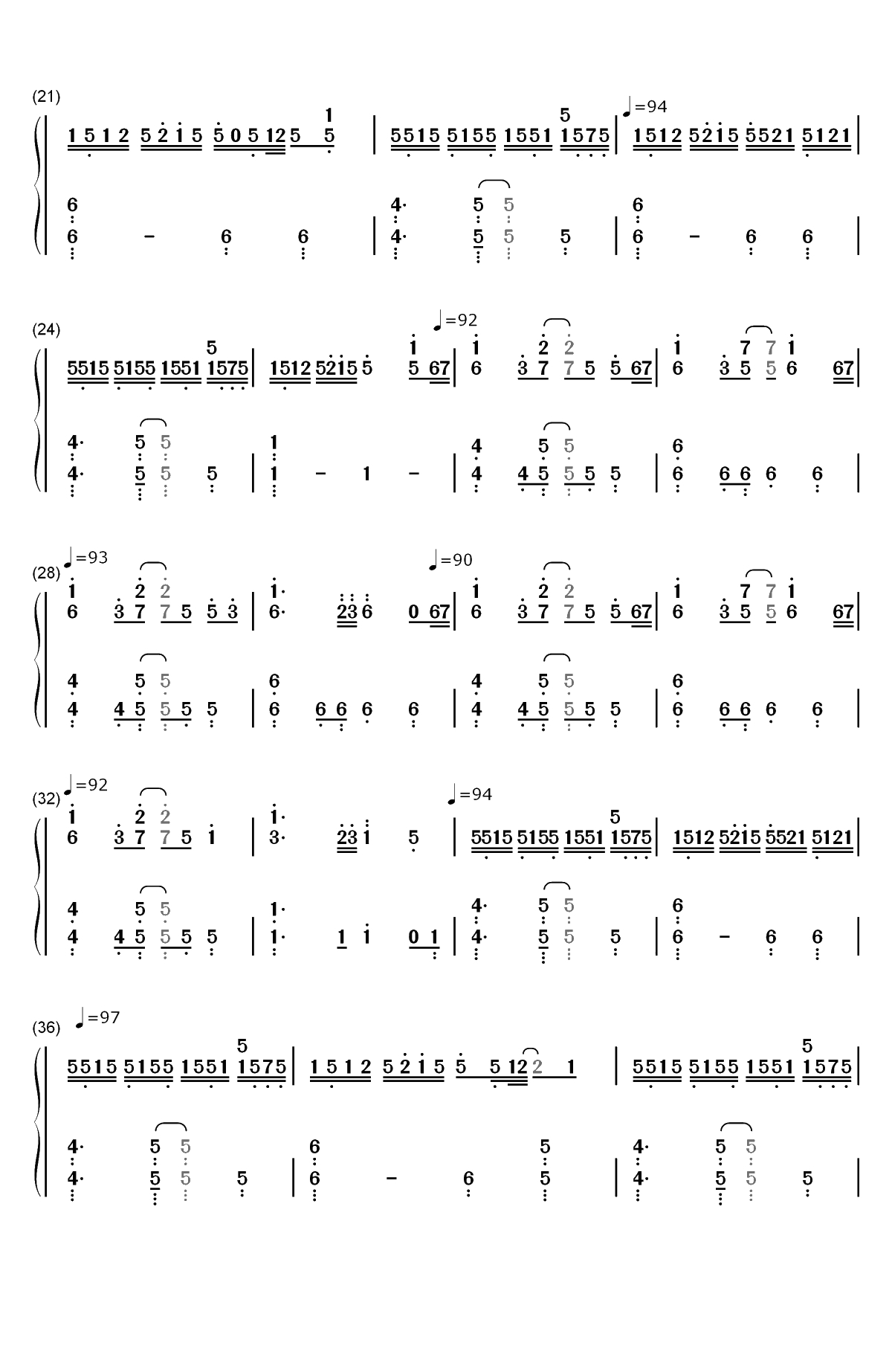 B站即兴弹奏双手简谱预览2