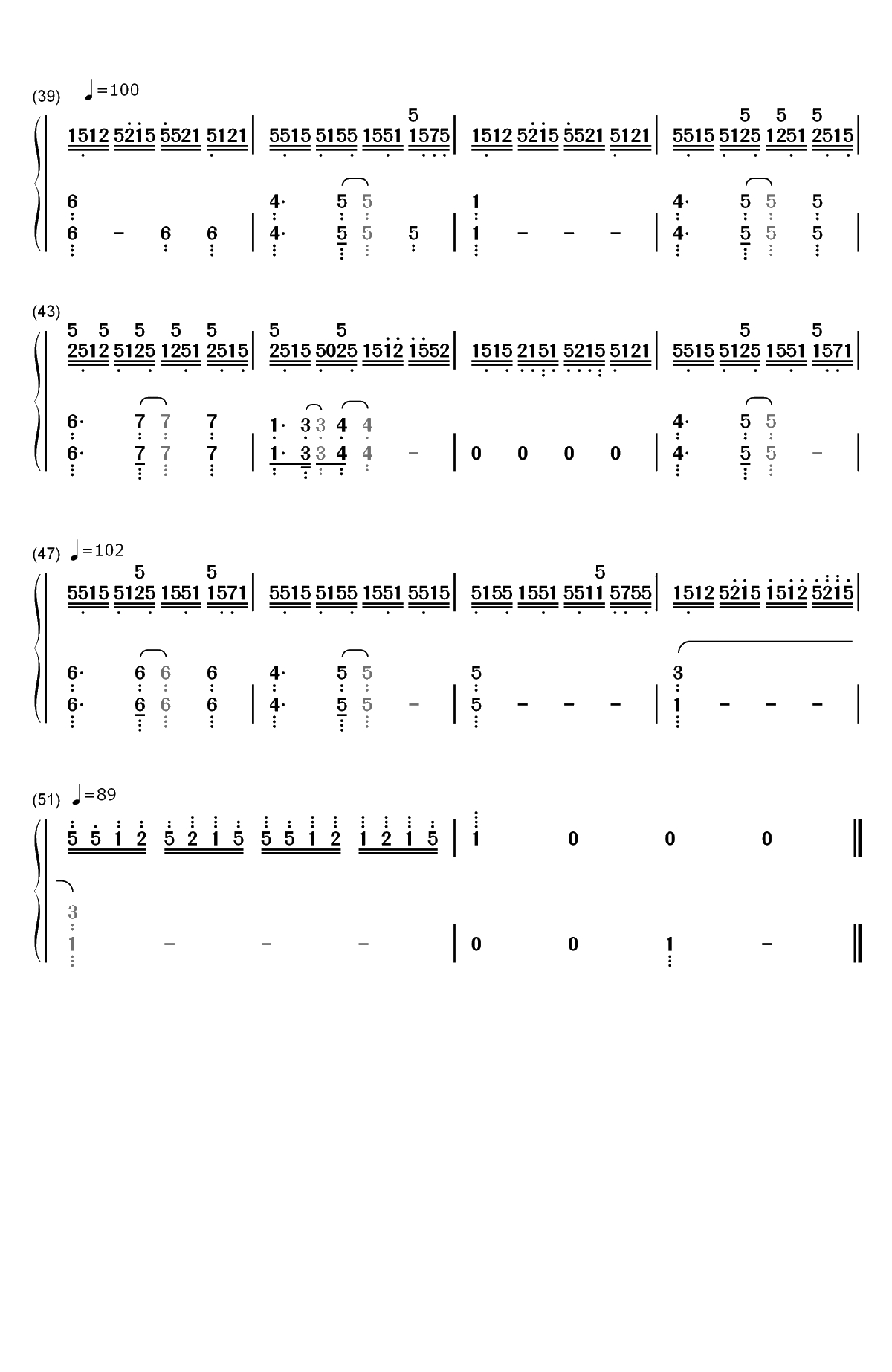 B站即兴弹奏双手简谱预览3