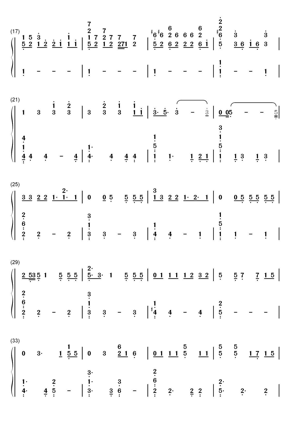YES or YES-TWICE双手简谱预览2
