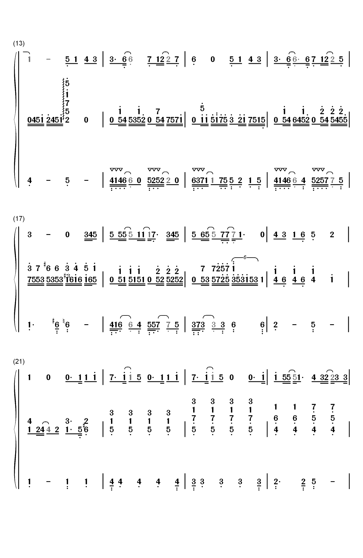 旧日时光-肆式青春中文版主题曲双手简谱预览2