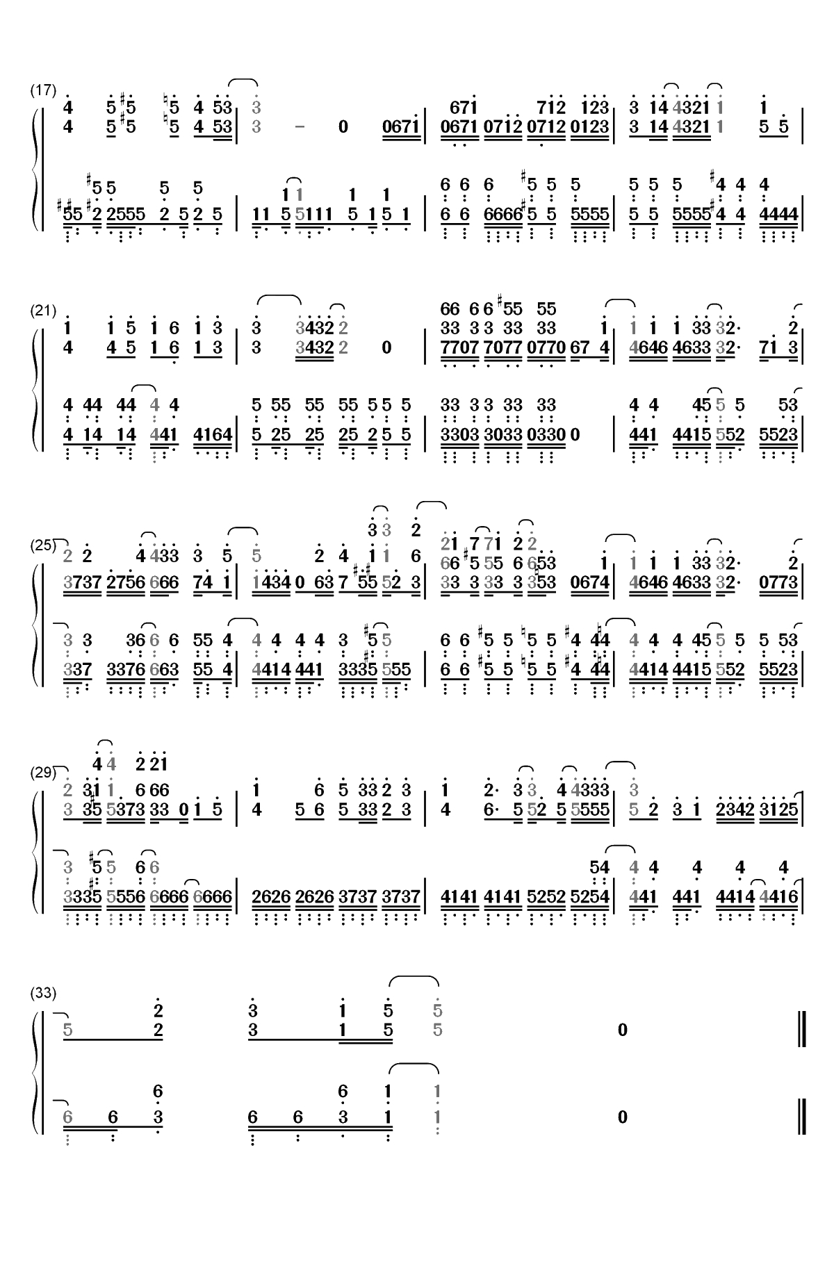 エガオノカナタ-笑容的代价OP双手简谱预览2