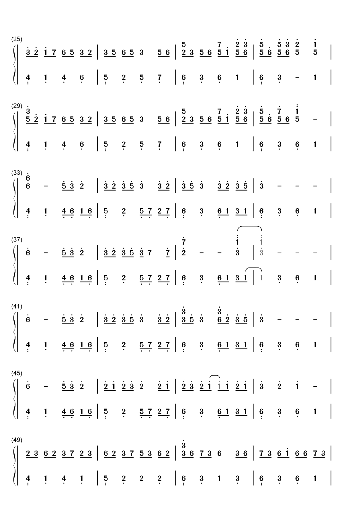 樱花雨-唯美钢琴曲双手简谱预览2