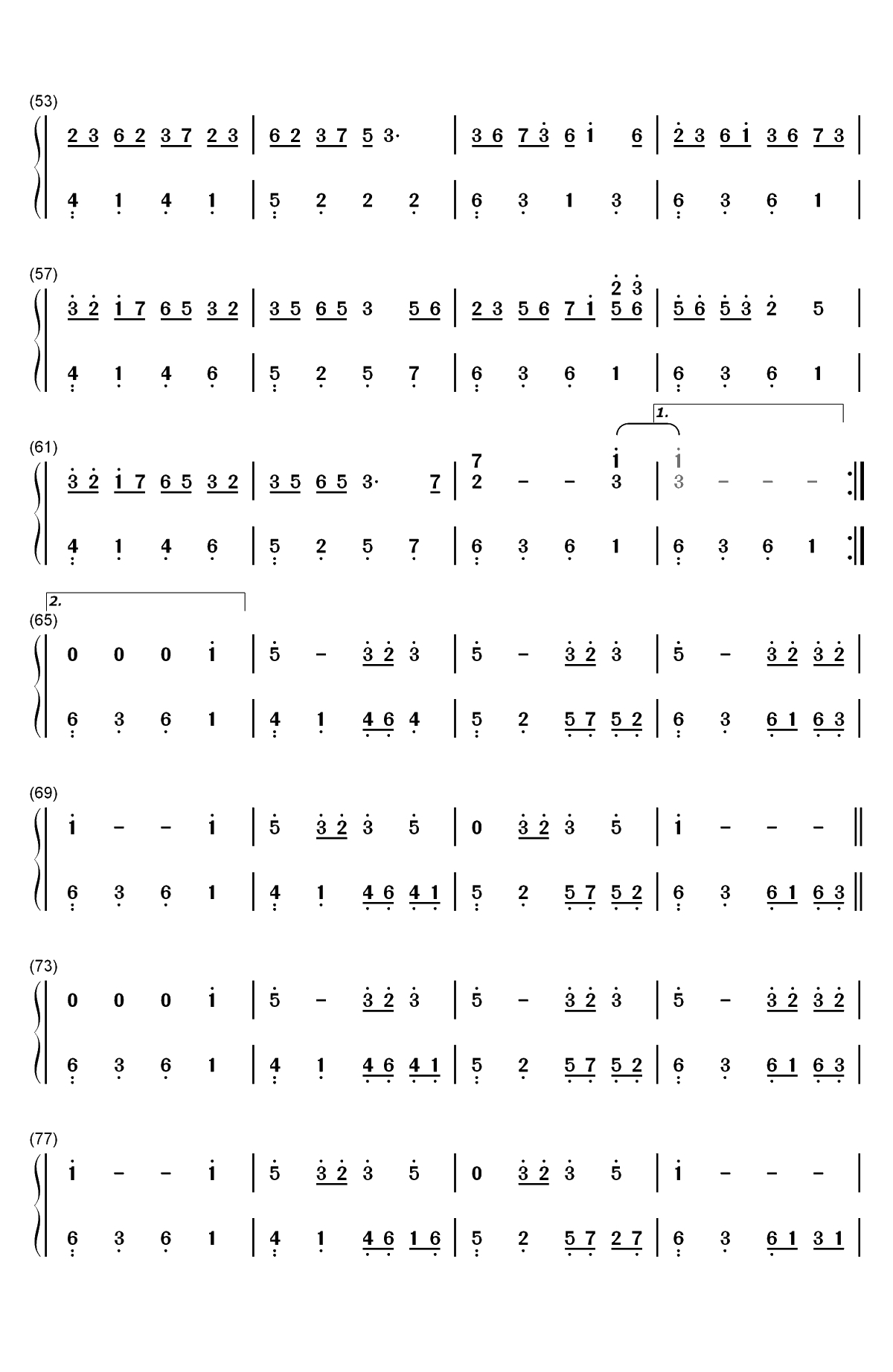 樱花雨-唯美钢琴曲双手简谱预览3