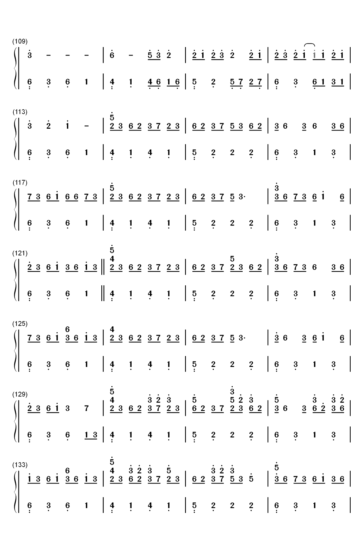 樱花雨-唯美钢琴曲双手简谱预览5