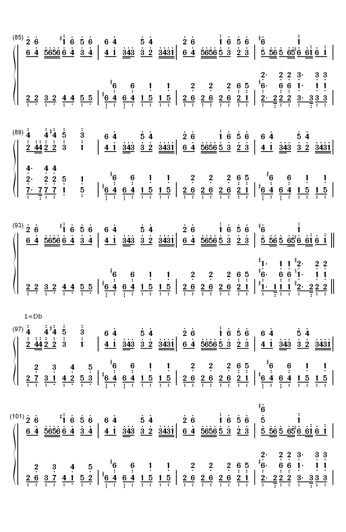 Night of Nights-十六夜咲夜-东方花映冢双手简谱预览5