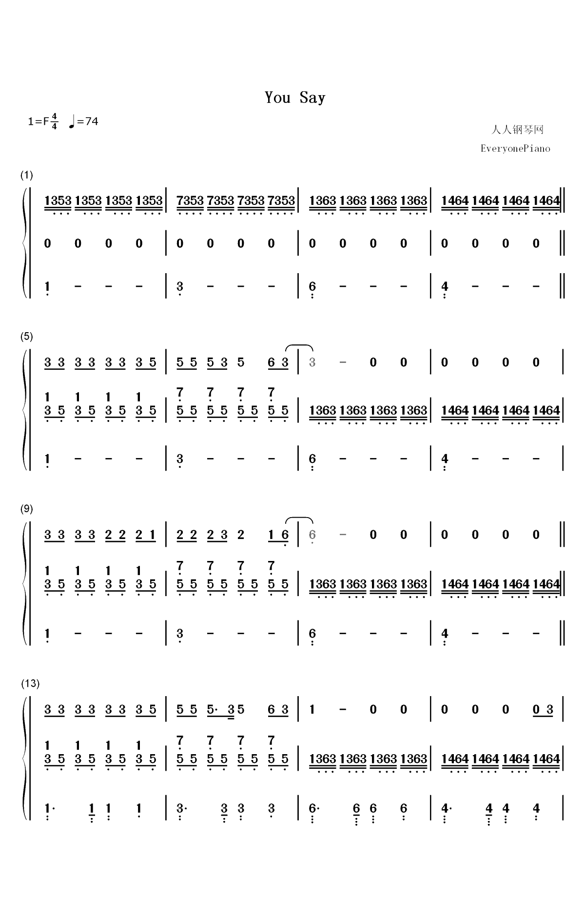 You Say-Lauren Daigle双手简谱预览1