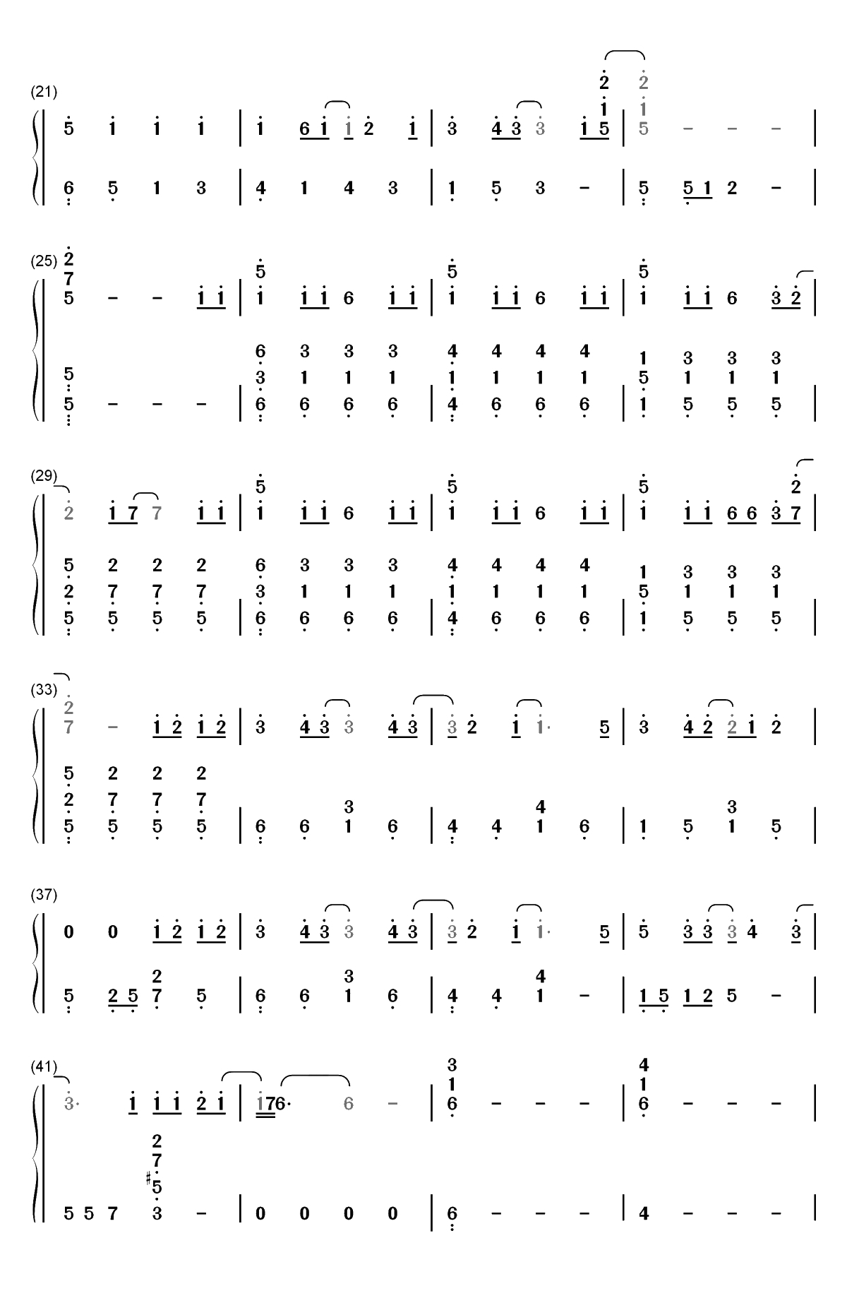 下坠Falling-开口沉沦注定要单曲循环-抖音2019最火BGM双手简谱预览2