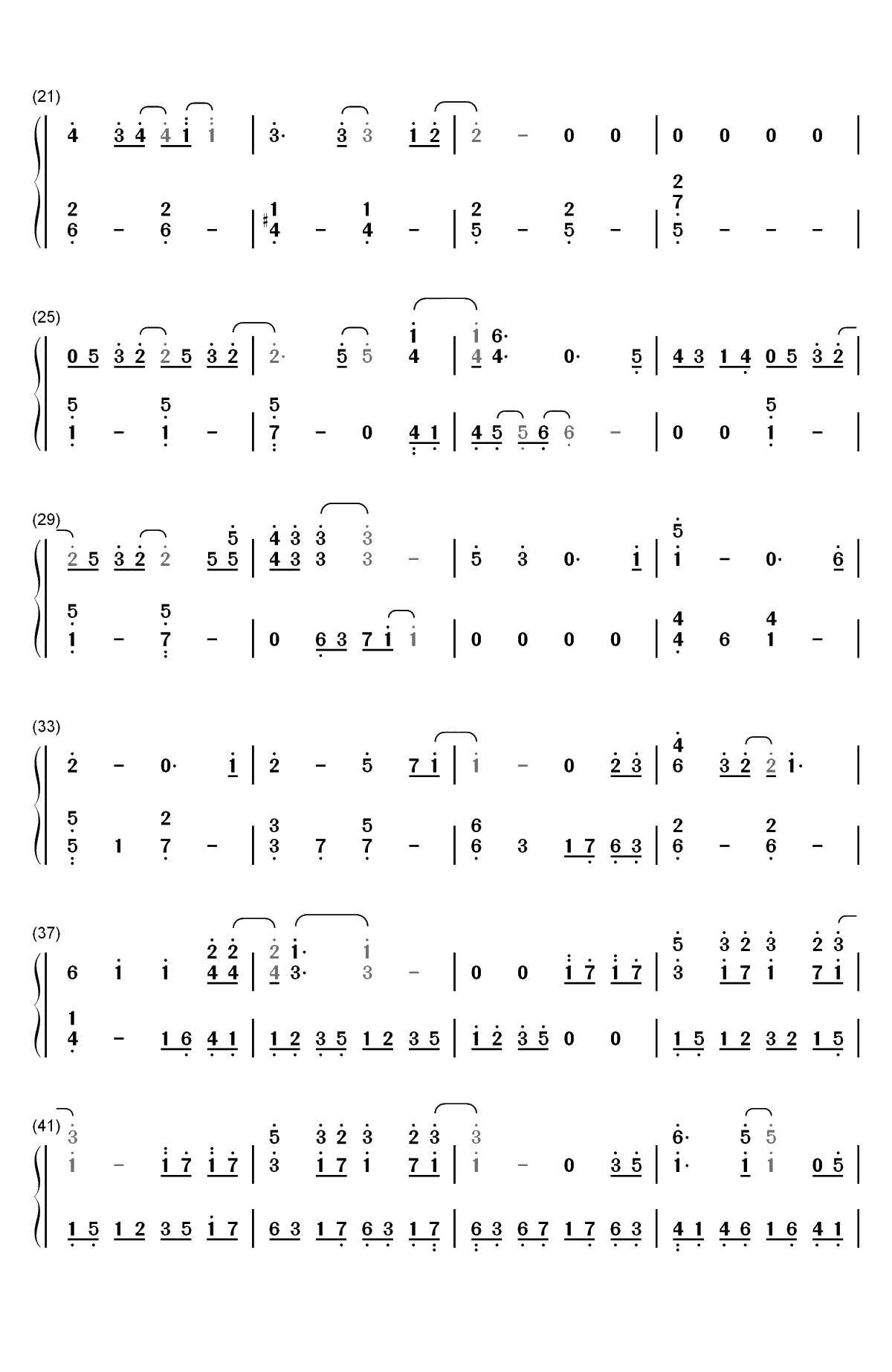 忘记时间-仙剑奇侠传三片尾曲双手简谱预览2