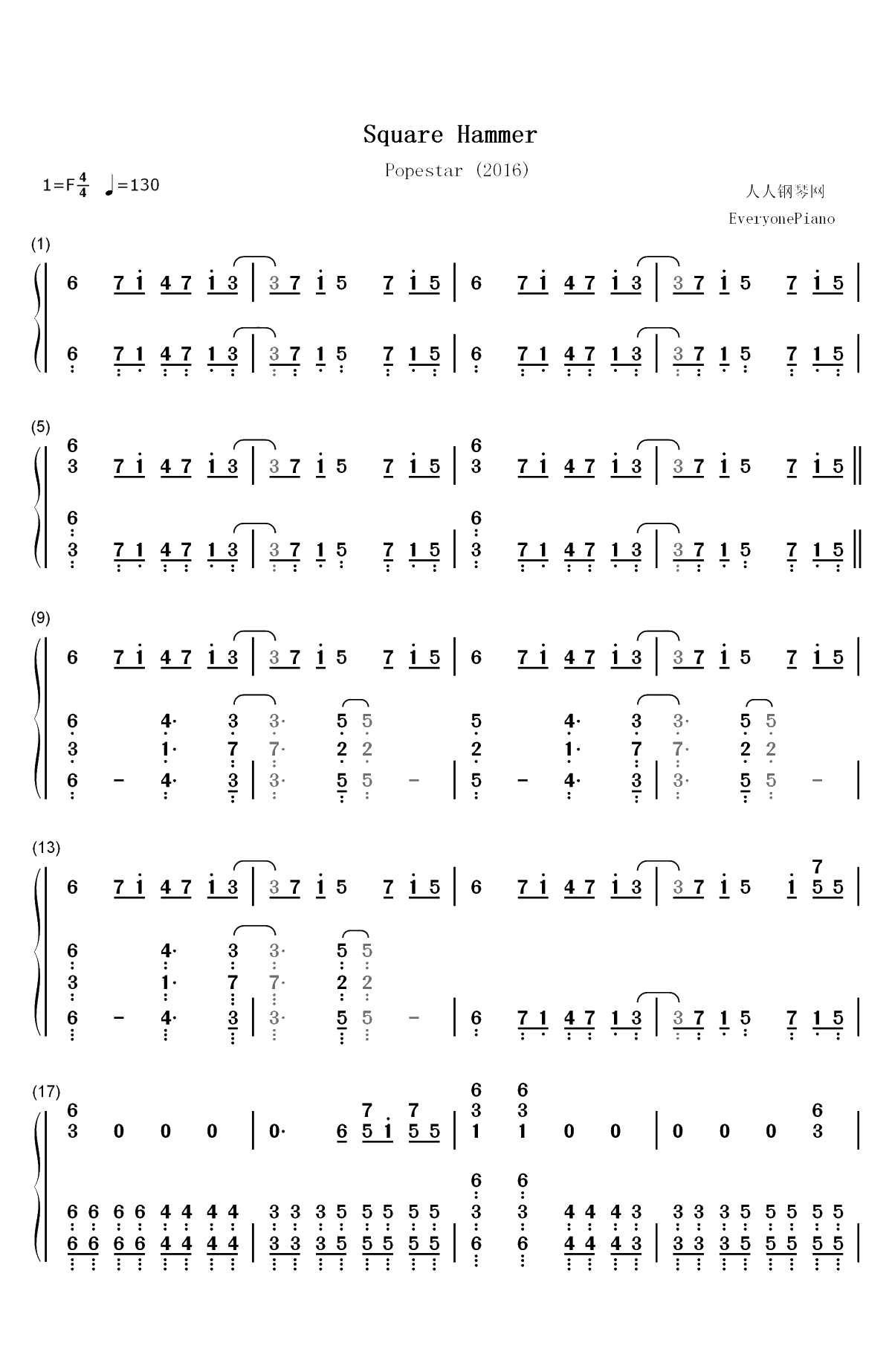 Square Hammer-Ghost双手简谱预览1