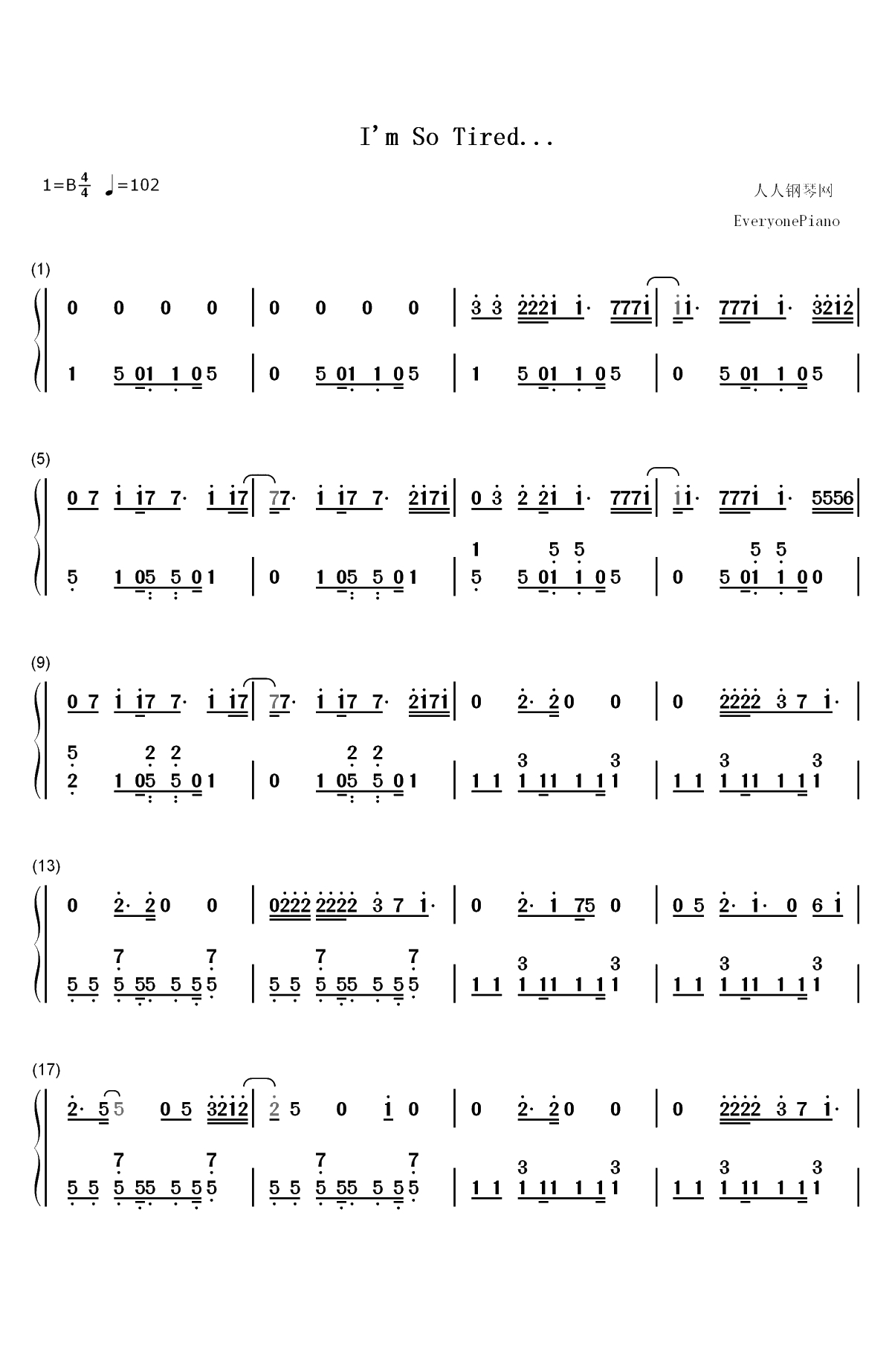 Im So Tired-Lauv和Troye Sivan双手简谱预览1