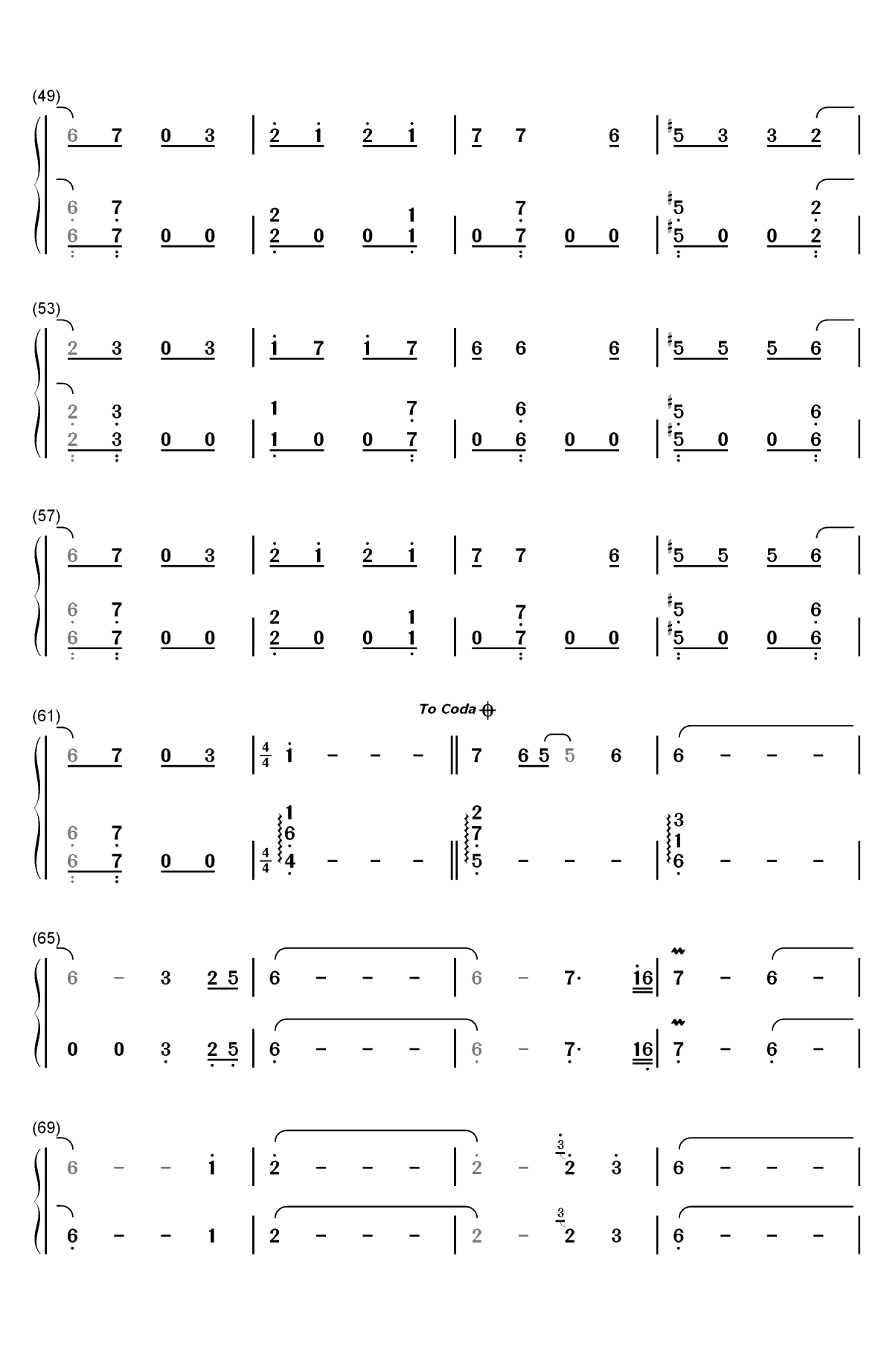 醉春风-心爱-倚天屠龙记主题曲双手简谱预览3