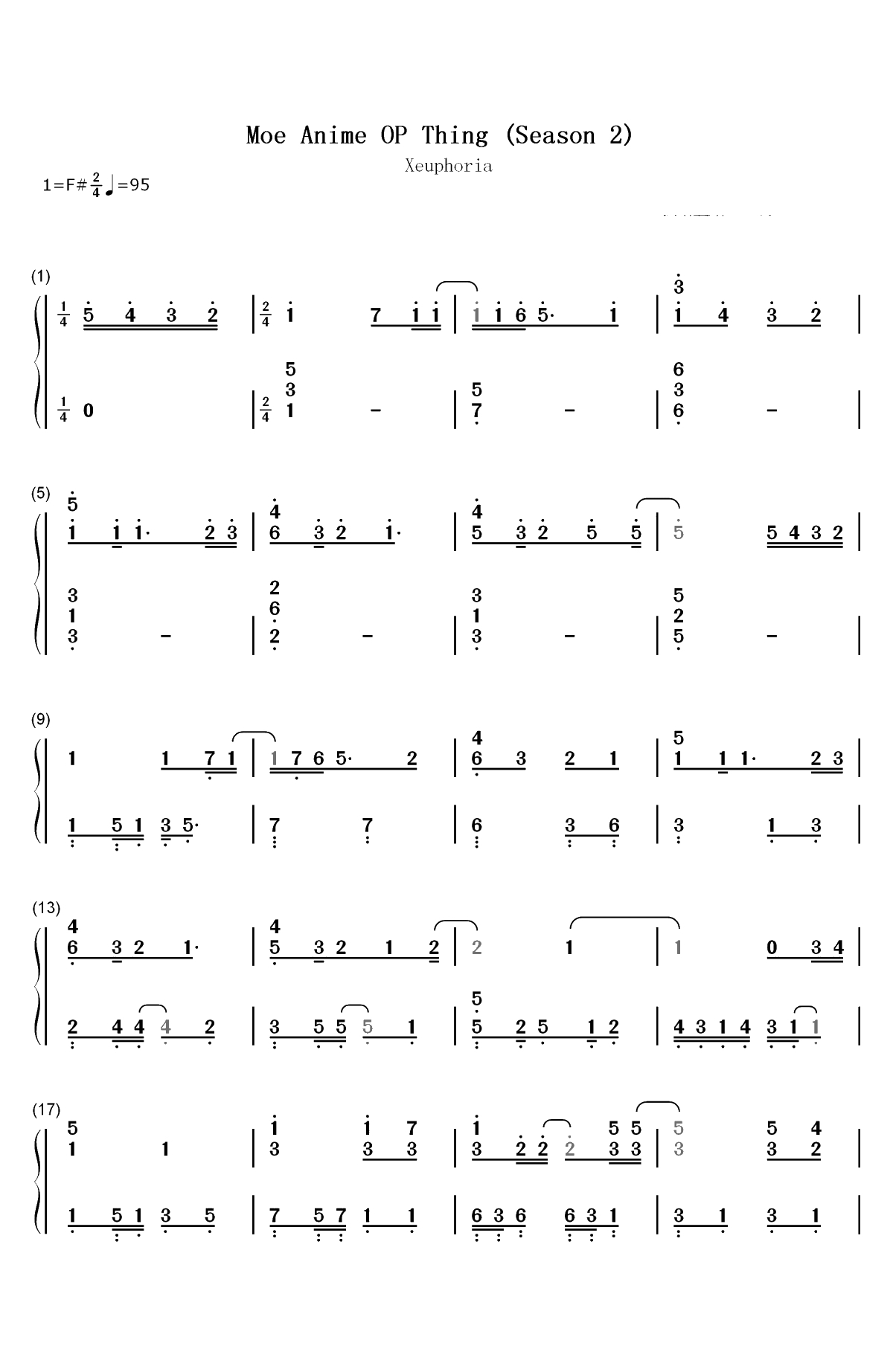 Moe Anime OP Thing Season 2双手简谱预览1