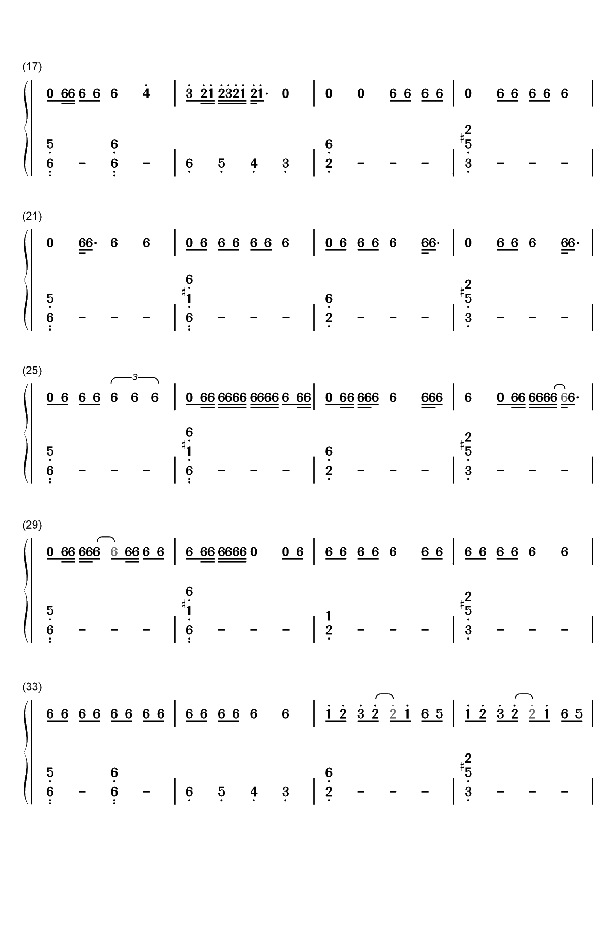 Please Me-Cardi B和Bruno Mars双手简谱预览2