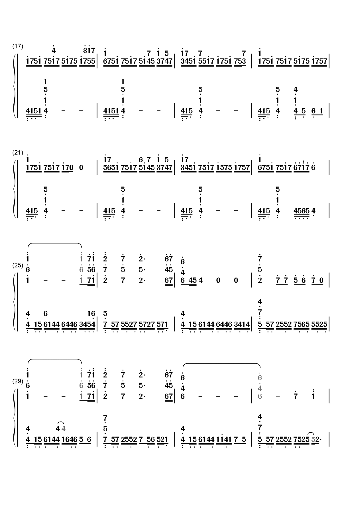 艾琳森林-冒险岛BGM双手简谱预览2
