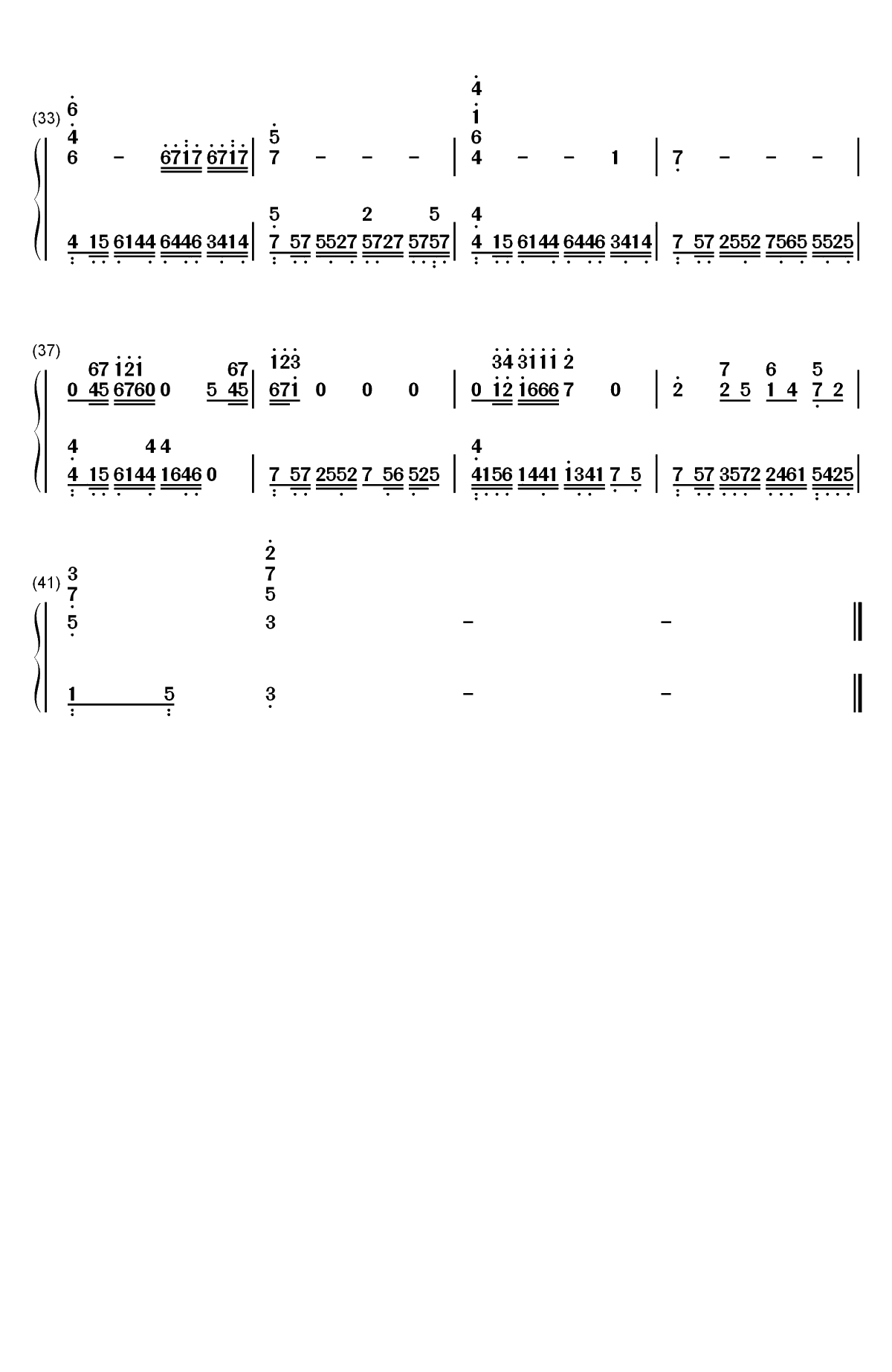 艾琳森林-冒险岛BGM双手简谱预览3