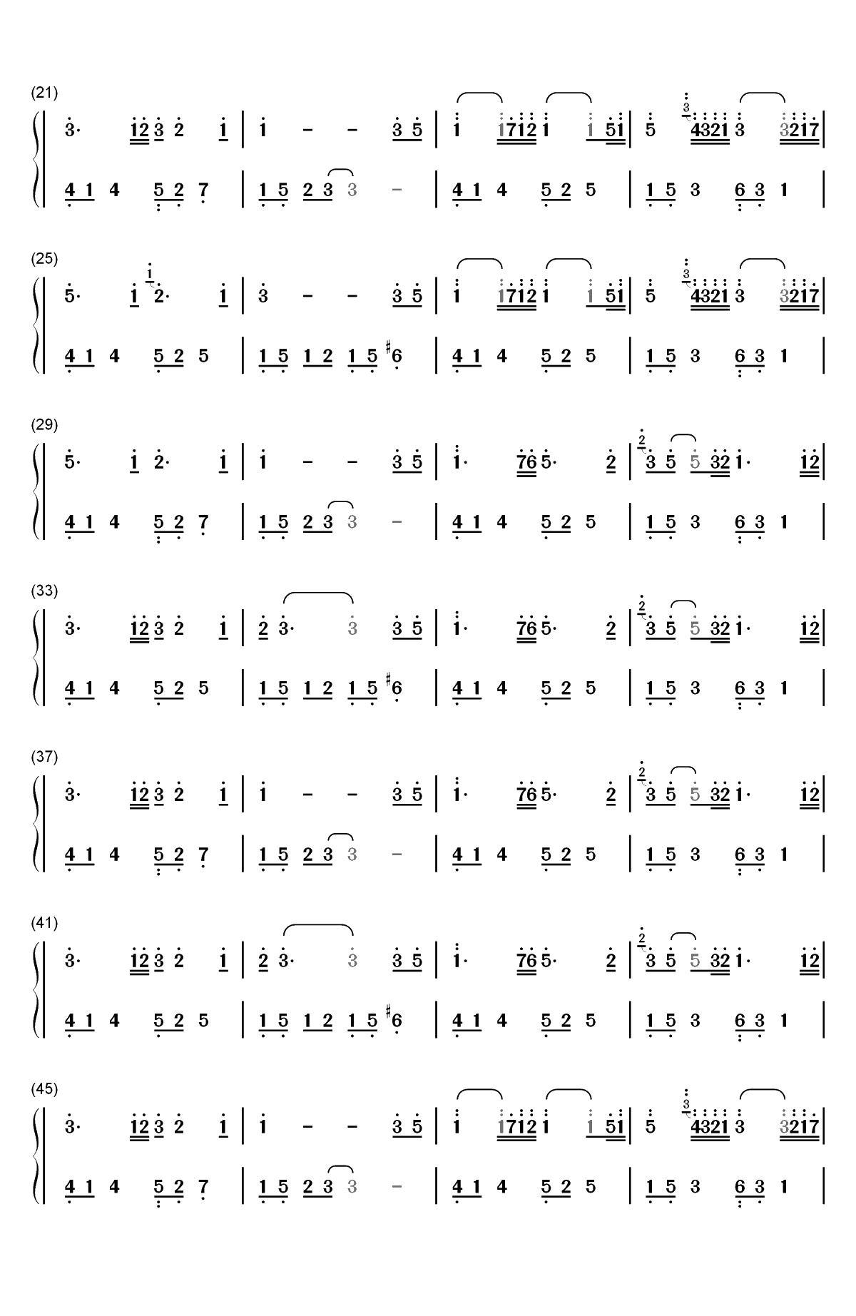 Follow the Wind-July双手简谱预览2