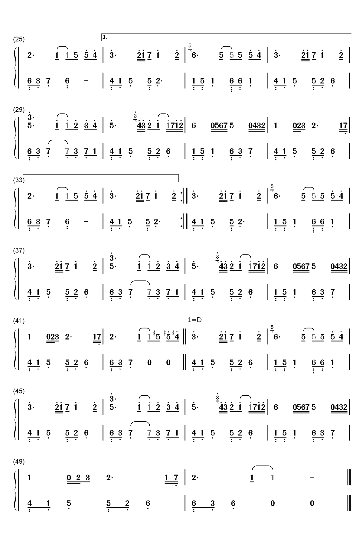 Happiness-July双手简谱预览2