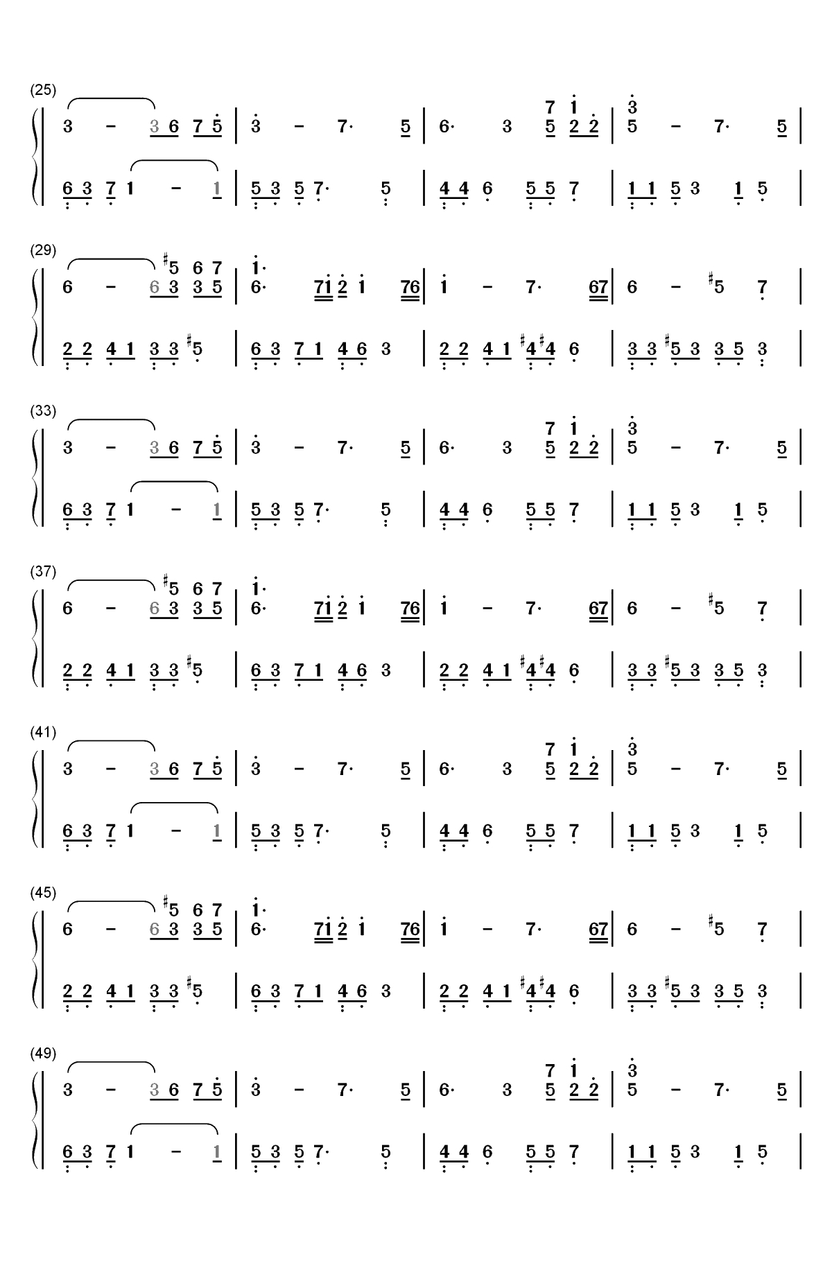 Feeling-July双手简谱预览2