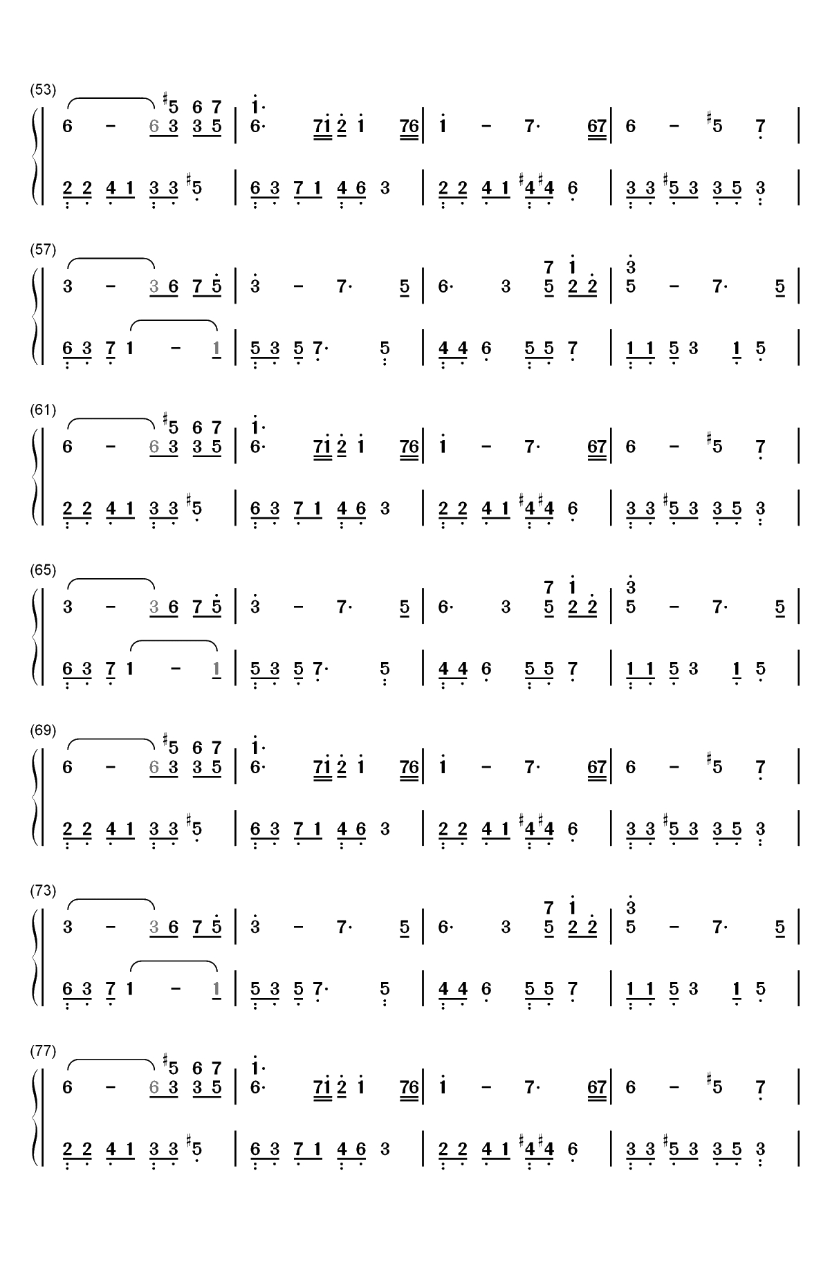 Feeling-July双手简谱预览3