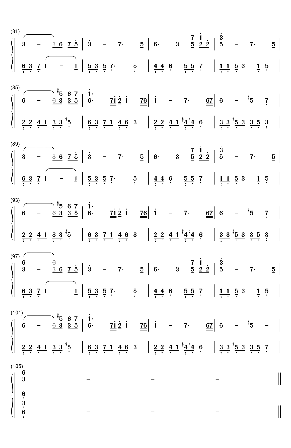 Feeling-July双手简谱预览4